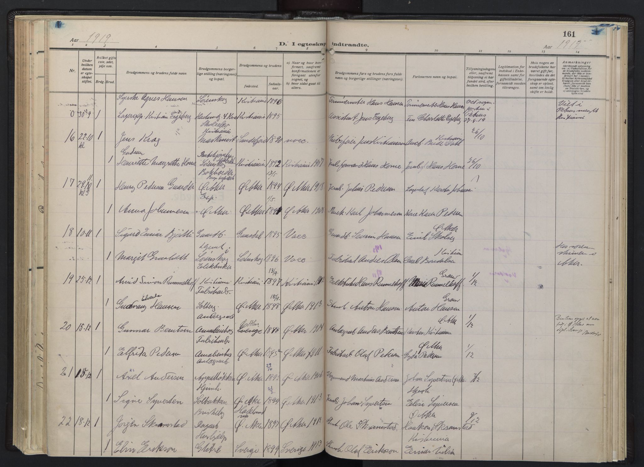 Østre Aker prestekontor Kirkebøker, SAO/A-10840/F/Fb/L0002: Parish register (official) no. II 2, 1918-1930, p. 161