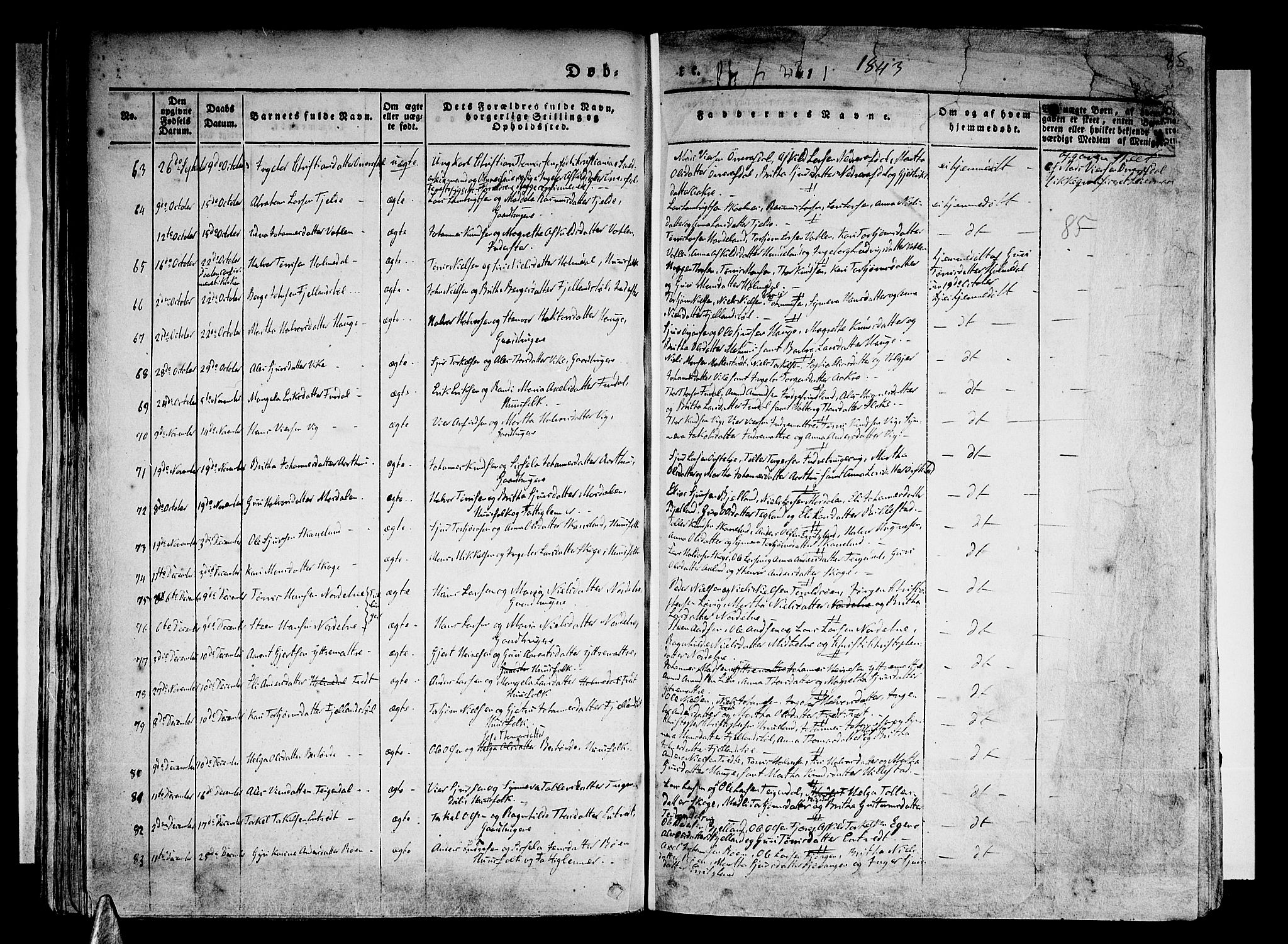 Skånevik sokneprestembete, SAB/A-77801/H/Haa: Parish register (official) no. A 4, 1828-1848, p. 85