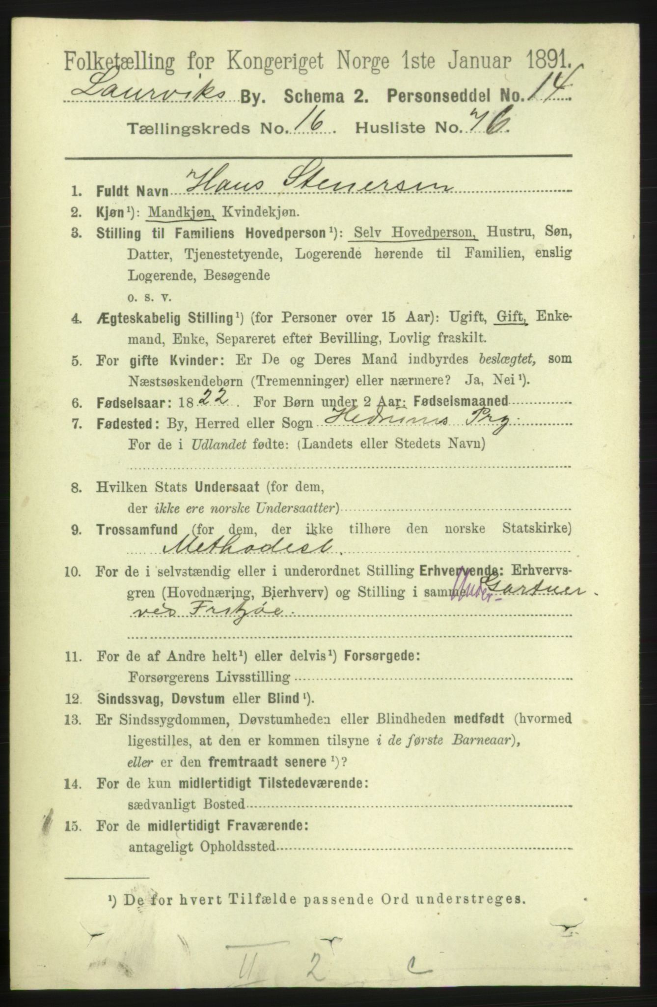 RA, 1891 census for 0707 Larvik, 1891, p. 12329