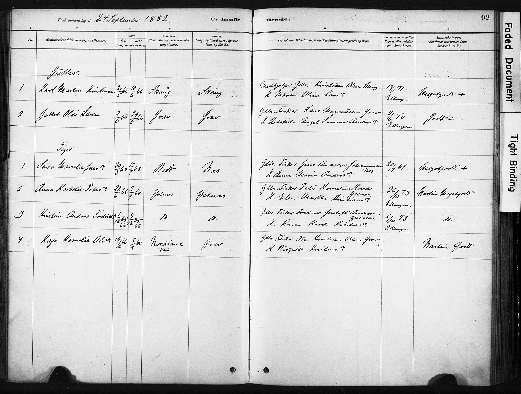 Ministerialprotokoller, klokkerbøker og fødselsregistre - Nordland, AV/SAT-A-1459/808/L0128: Parish register (official) no. 808A01, 1880-1902, p. 92