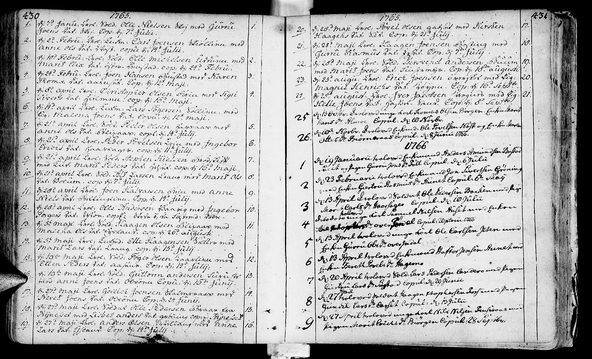 Ministerialprotokoller, klokkerbøker og fødselsregistre - Sør-Trøndelag, SAT/A-1456/646/L0605: Parish register (official) no. 646A03, 1751-1790, p. 430-431