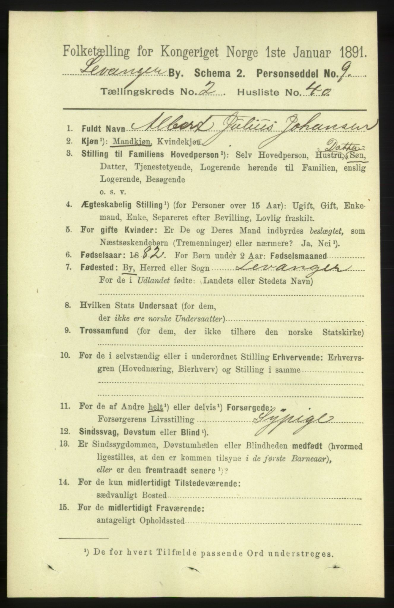 RA, 1891 census for 1701 Levanger, 1891, p. 813