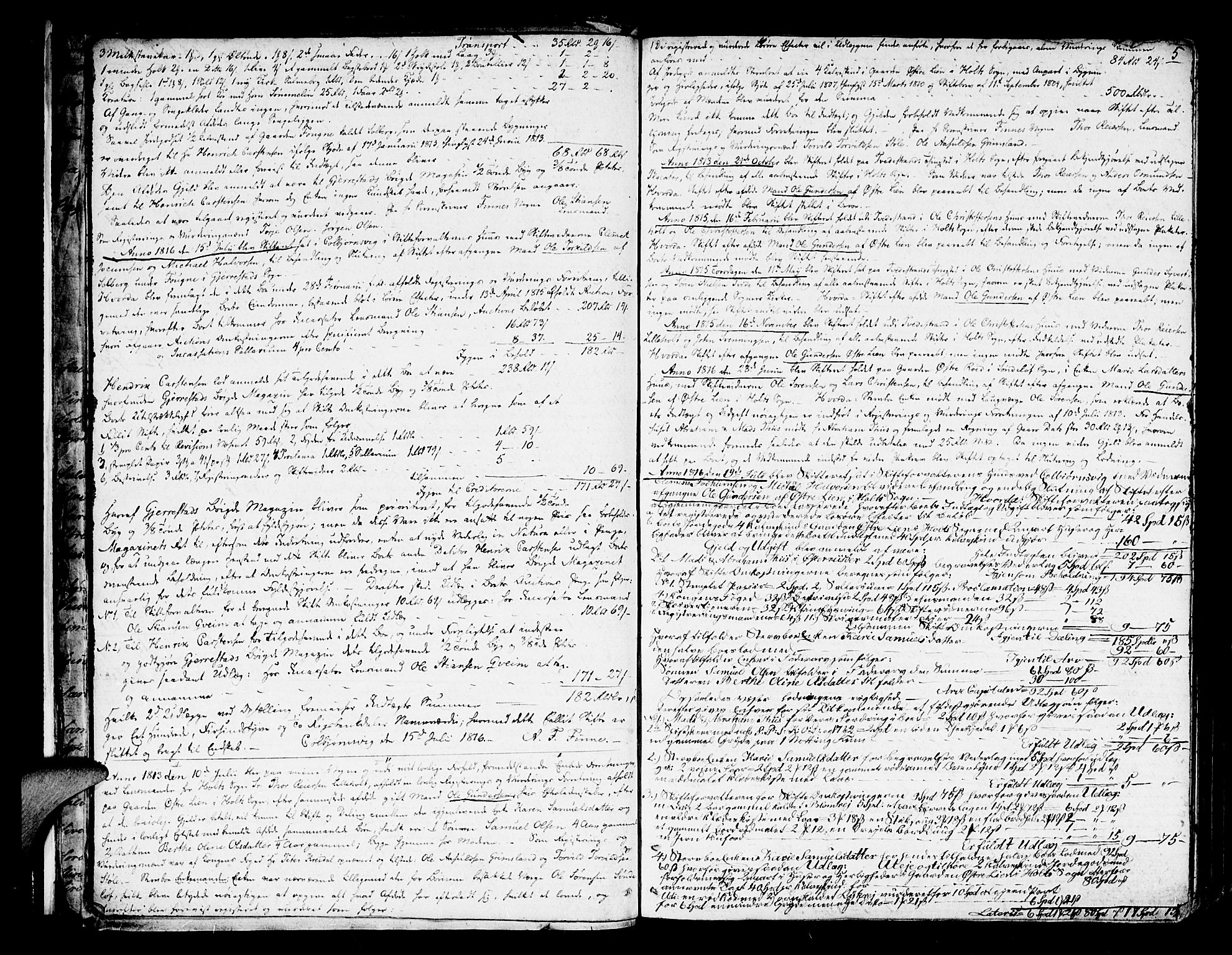 Nedenes sorenskriveri før 1824, SAK/1221-0007/H/Hc/L0055: Skifteprotokoll med register nr 40a, 1815-1820, p. 4b-5a