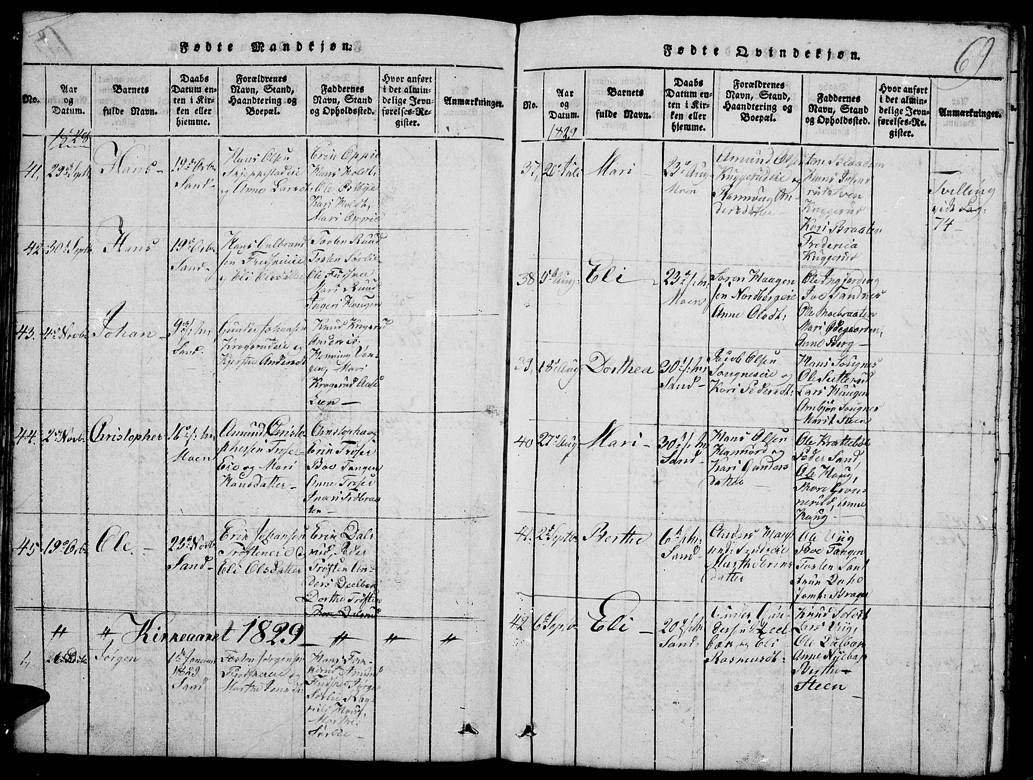 Nord-Odal prestekontor, AV/SAH-PREST-032/H/Ha/Hab/L0001: Parish register (copy) no. 1, 1819-1838, p. 69