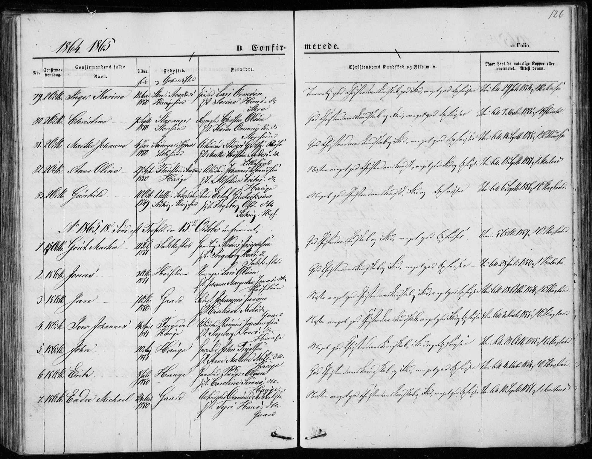 Torvastad sokneprestkontor, AV/SAST-A -101857/H/Ha/Haa/L0011: Parish register (official) no. A 11, 1857-1866, p. 126