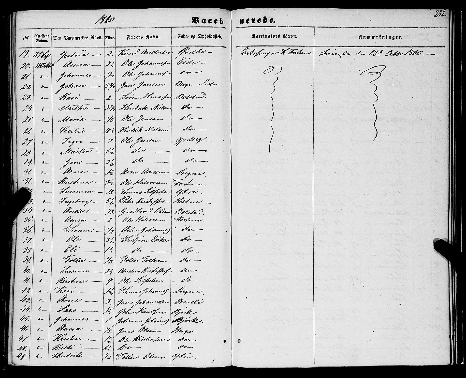 Luster sokneprestembete, SAB/A-81101/H/Haa/Haaa/L0008: Parish register (official) no. A 8, 1860-1870, p. 252