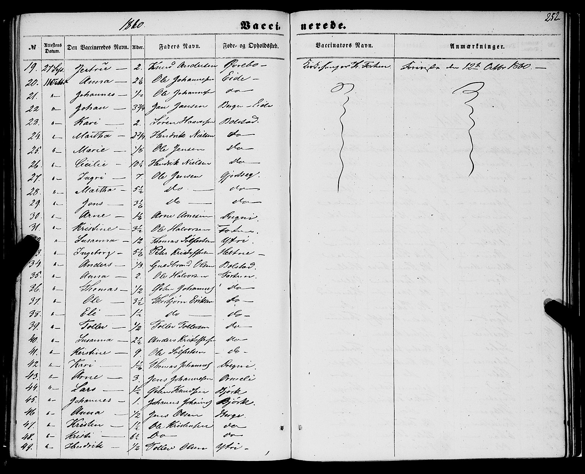 Luster sokneprestembete, AV/SAB-A-81101/H/Haa/Haaa/L0008: Parish register (official) no. A 8, 1860-1870, p. 252