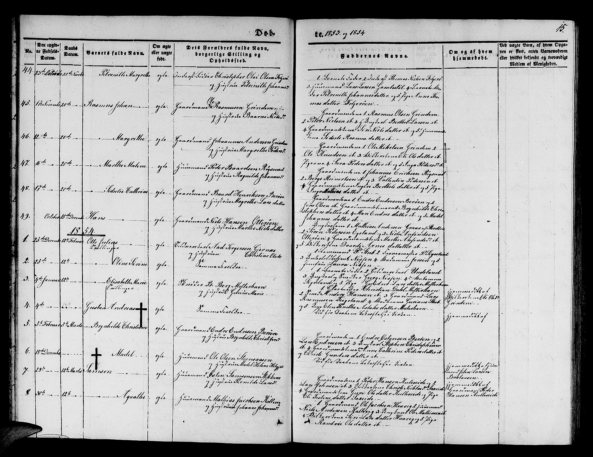 Finnås sokneprestembete, SAB/A-99925/H/Ha/Hab/Haba/L0001: Parish register (copy) no. A 1, 1851-1873, p. 15