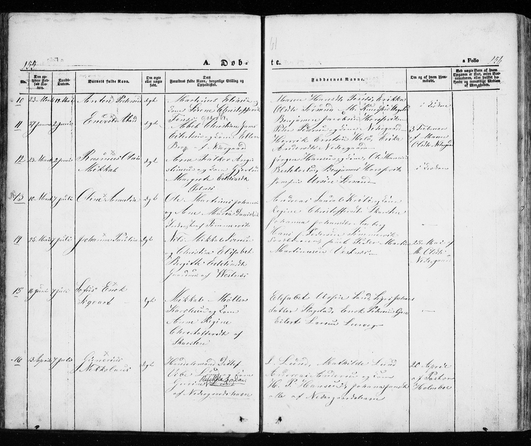 Trondenes sokneprestkontor, SATØ/S-1319/H/Ha/L0010kirke: Parish register (official) no. 10, 1840-1865, p. 155-156