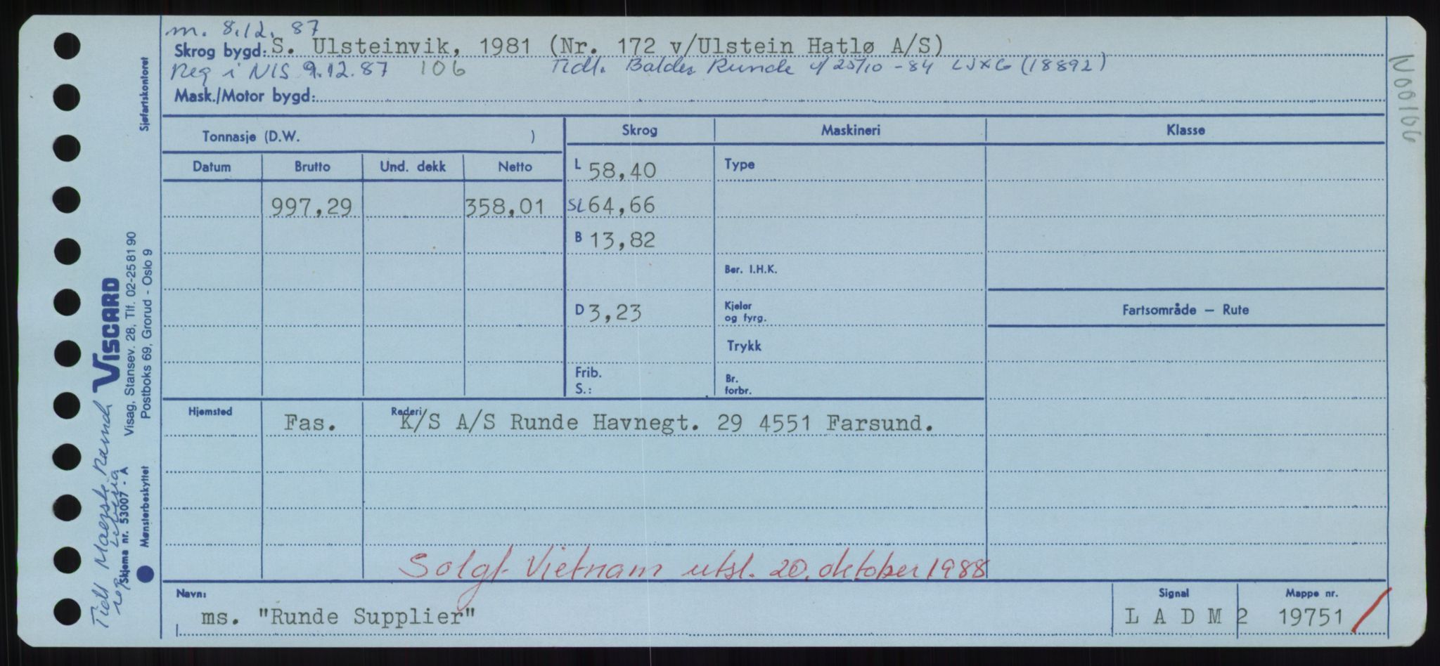 Sjøfartsdirektoratet med forløpere, Skipsmålingen, RA/S-1627/H/Hd/L0031: Fartøy, Rju-Sam, p. 307