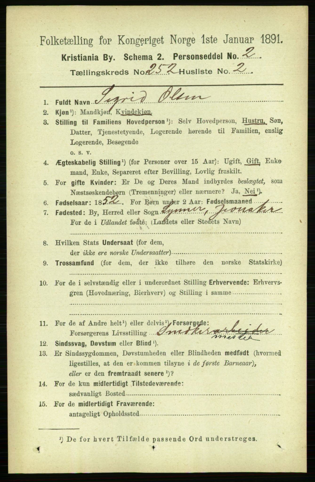RA, 1891 census for 0301 Kristiania, 1891, p. 153357