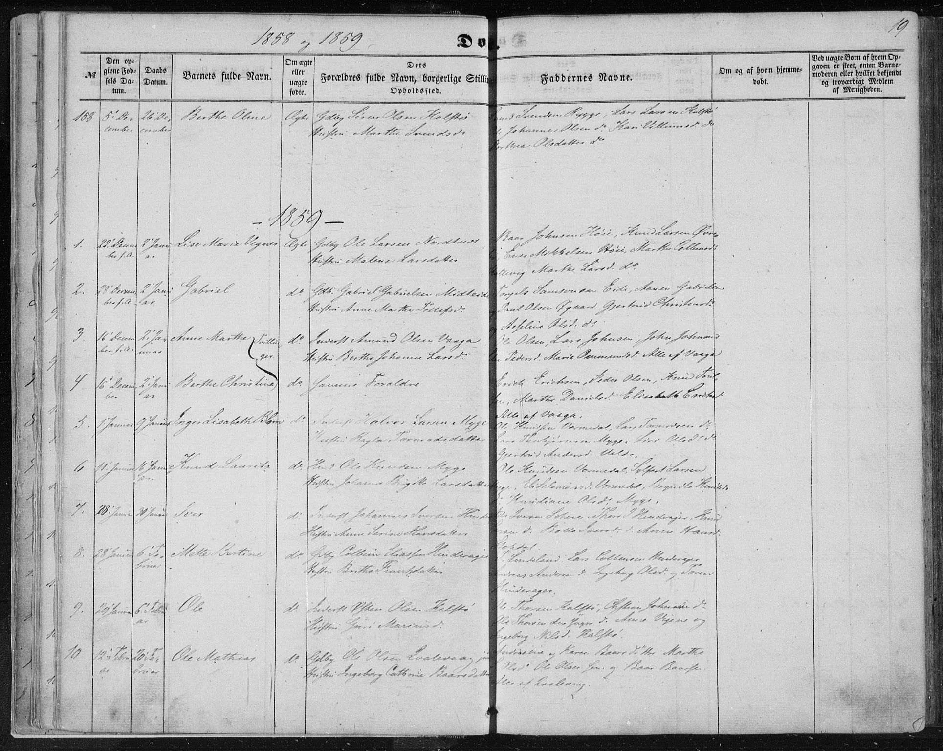 Avaldsnes sokneprestkontor, SAST/A -101851/H/Ha/Haa/L0010: Parish register (official) no. A 10, 1857-1876, p. 19