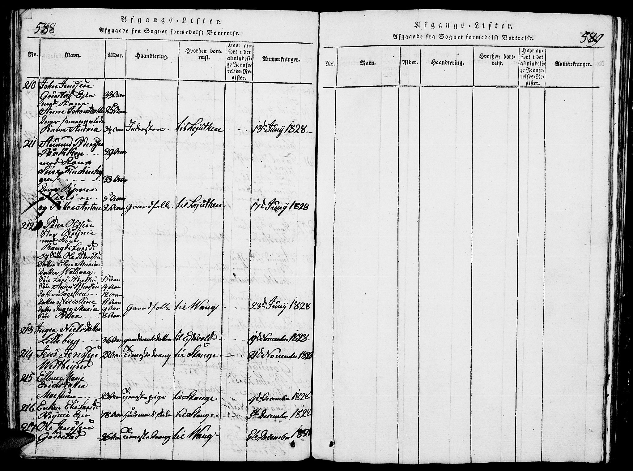 Romedal prestekontor, SAH/PREST-004/L/L0005: Parish register (copy) no. 5, 1814-1829, p. 588-589