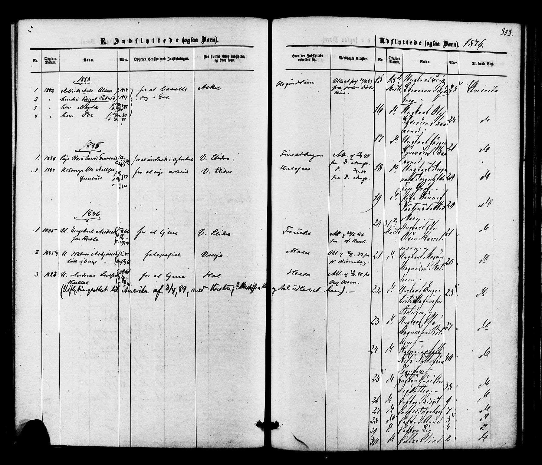 Gol kirkebøker, AV/SAKO-A-226/F/Fa/L0004: Parish register (official) no. I 4, 1876-1886, p. 303