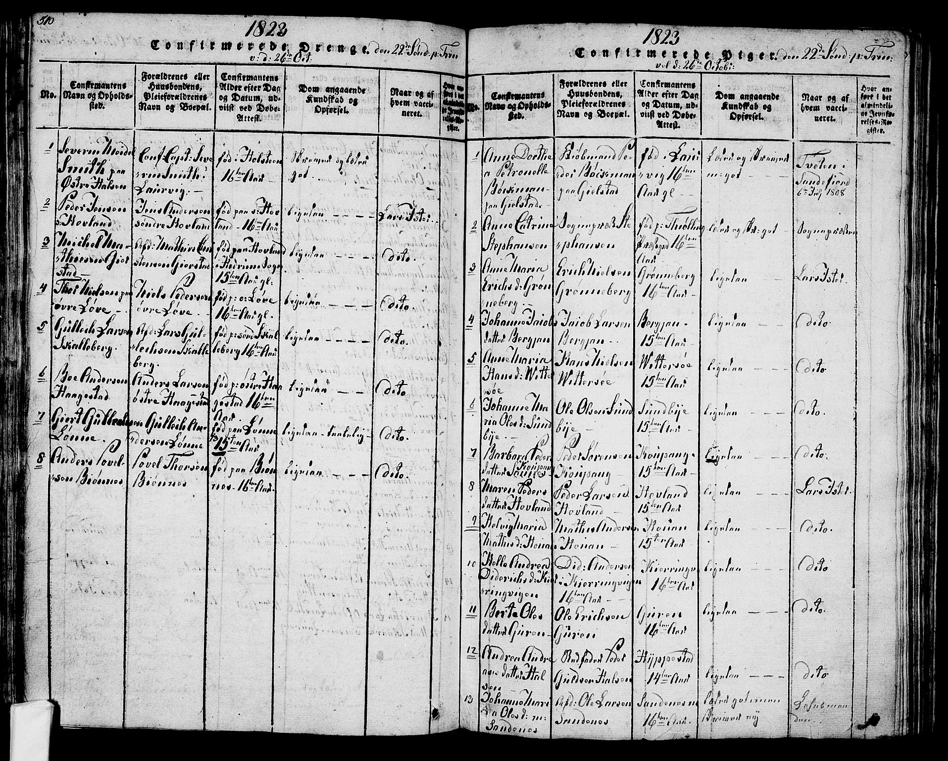 Tjølling kirkebøker, SAKO/A-60/F/Fa/L0005: Parish register (official) no. 5, 1814-1836, p. 510-511