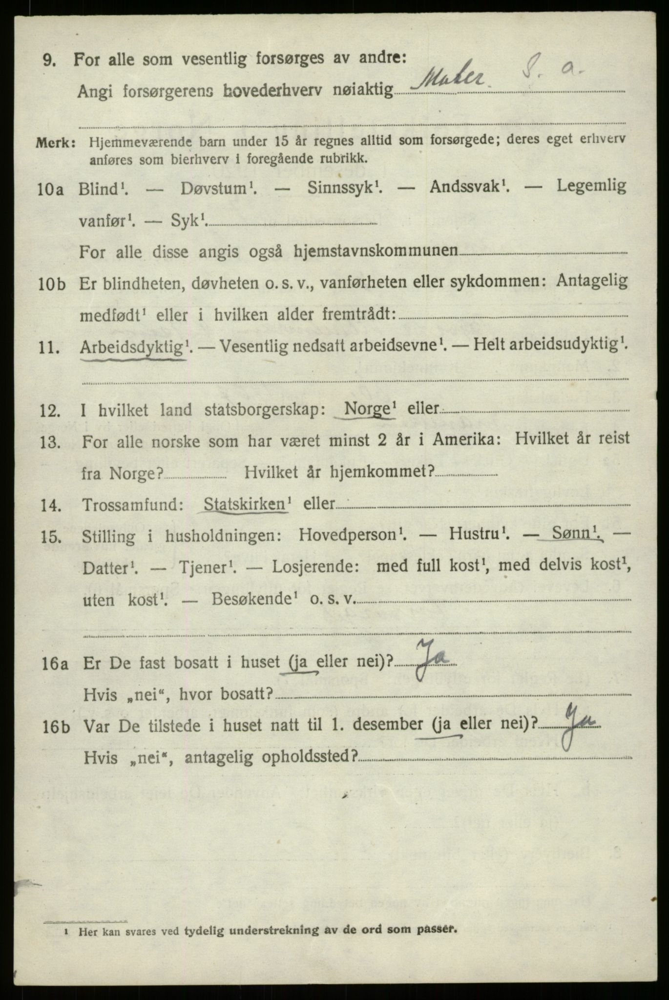 SAB, 1920 census for Innvik, 1920, p. 6112