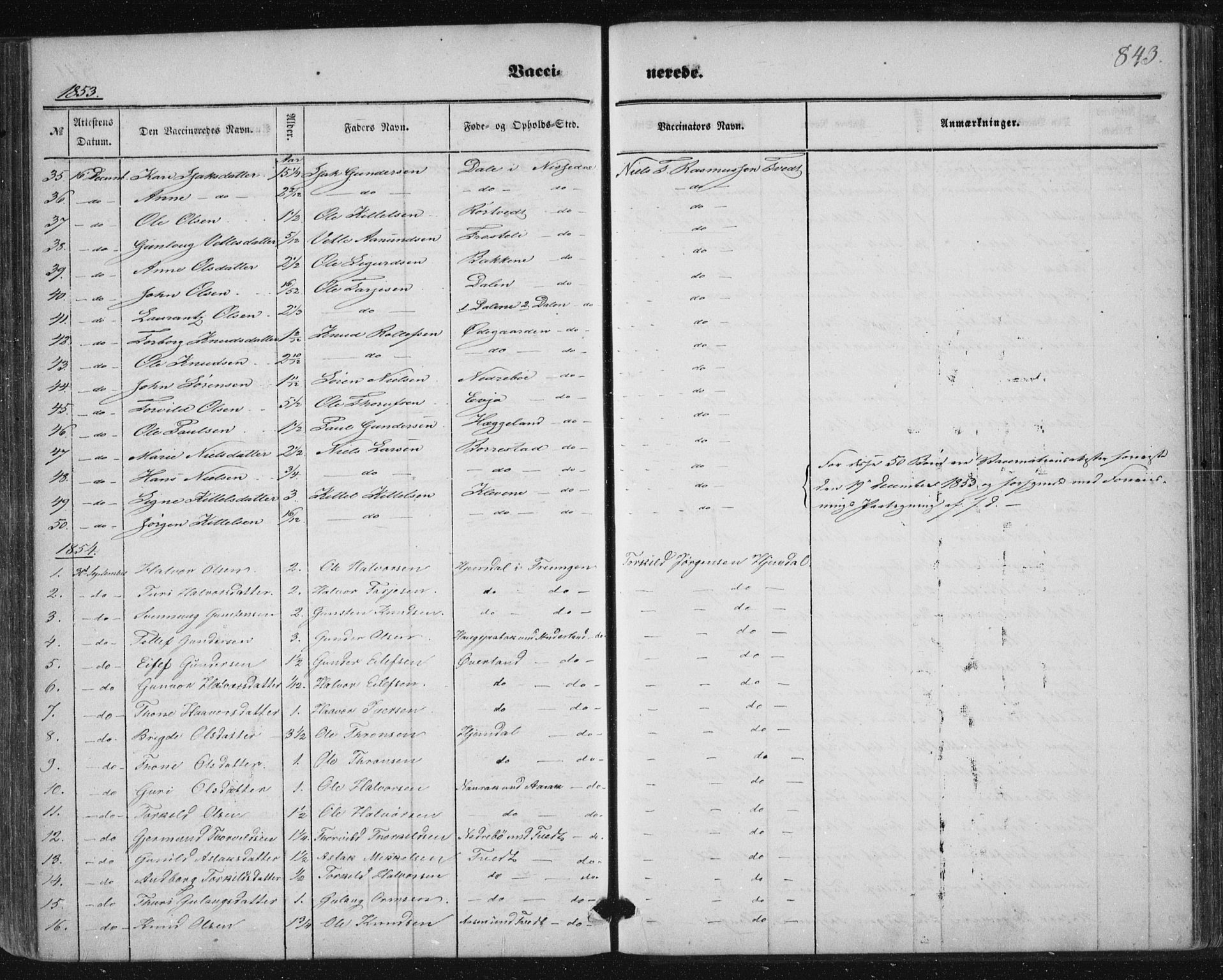 Nissedal kirkebøker, SAKO/A-288/F/Fa/L0003: Parish register (official) no. I 3, 1846-1870, p. 842-843