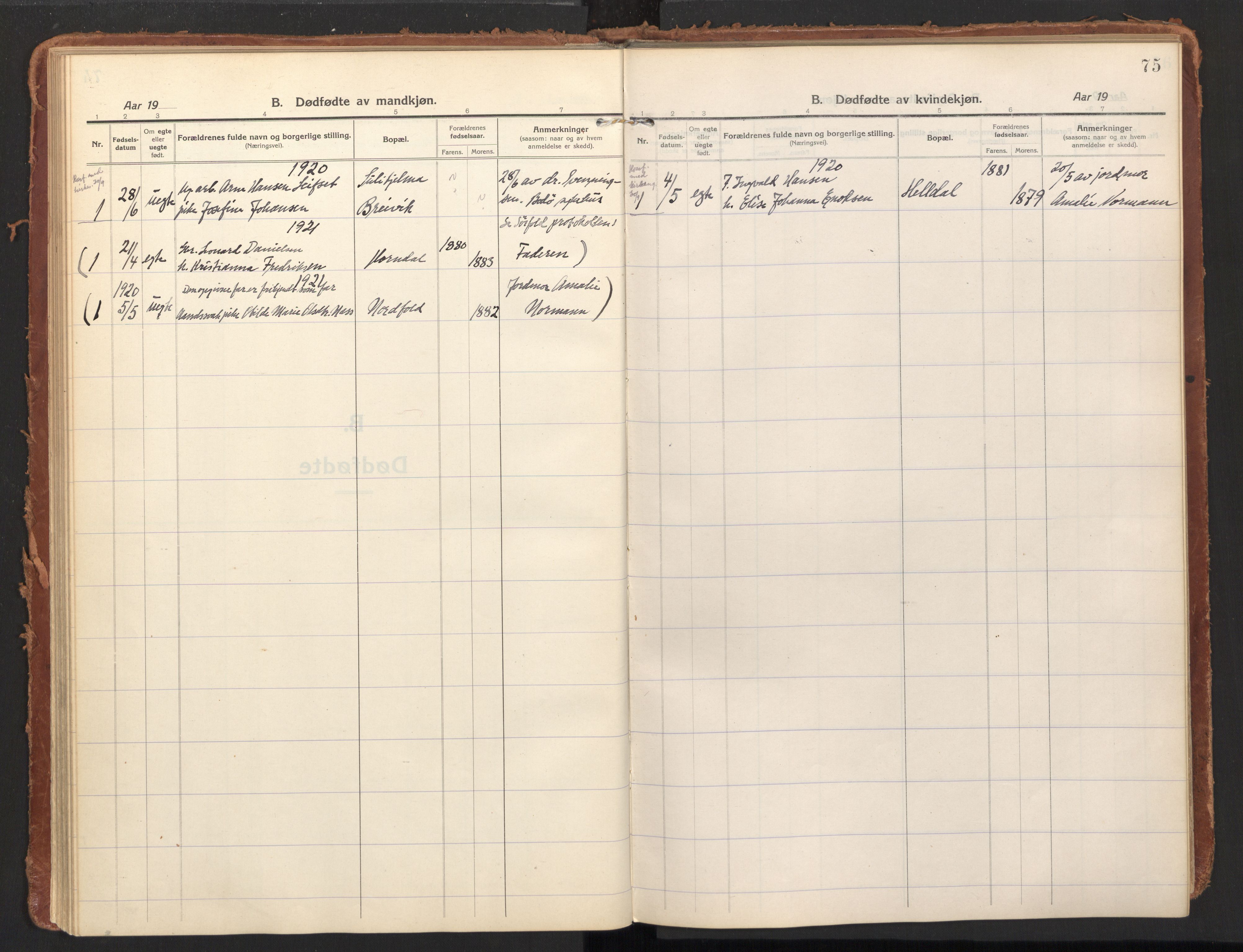 Ministerialprotokoller, klokkerbøker og fødselsregistre - Nordland, SAT/A-1459/858/L0833: Parish register (official) no. 858A03, 1916-1934, p. 75