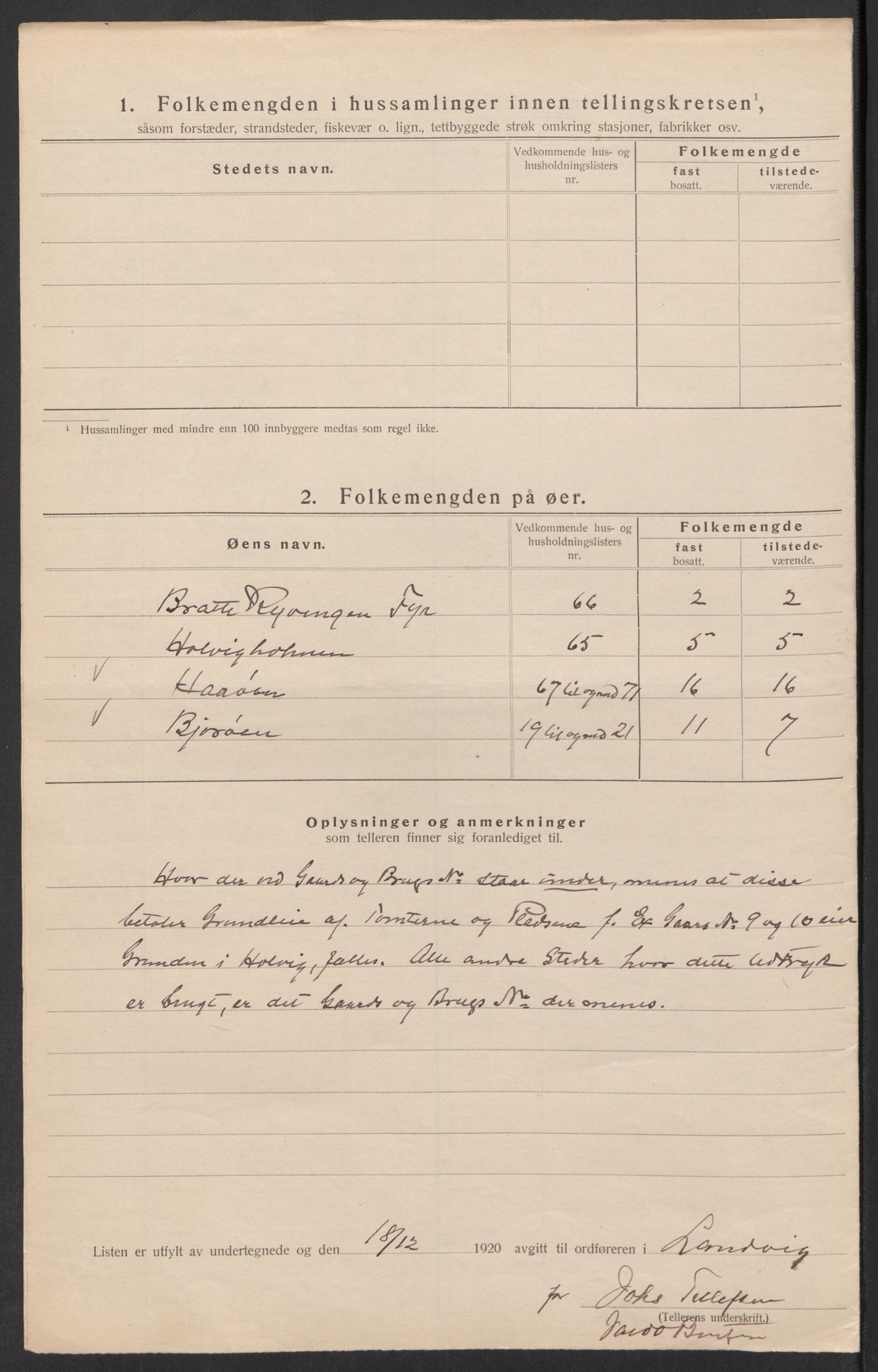 SAK, 1920 census for Landvik, 1920, p. 11