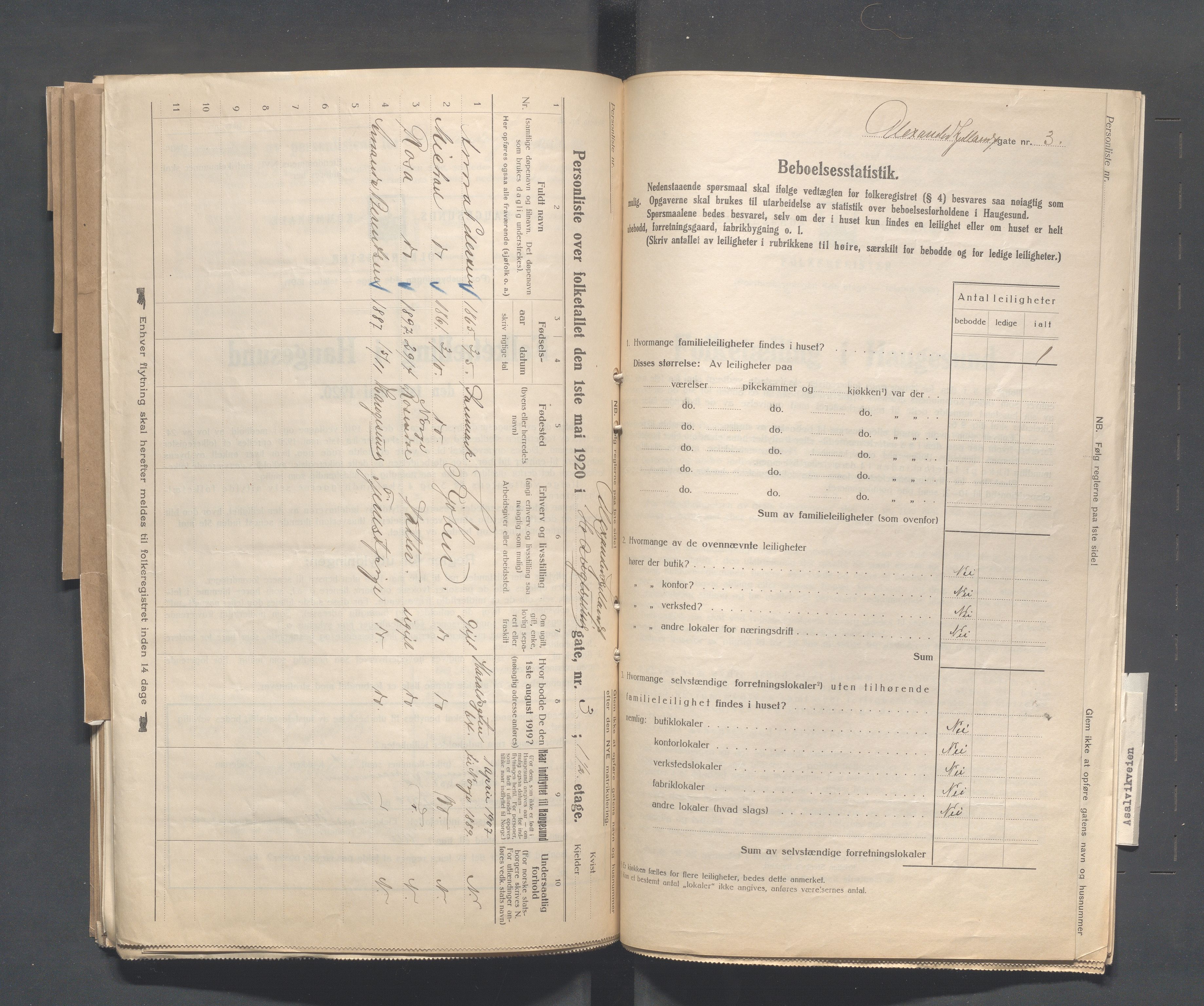 IKAR, Local census 1.5.1920 for Haugesund, 1920, p. 58