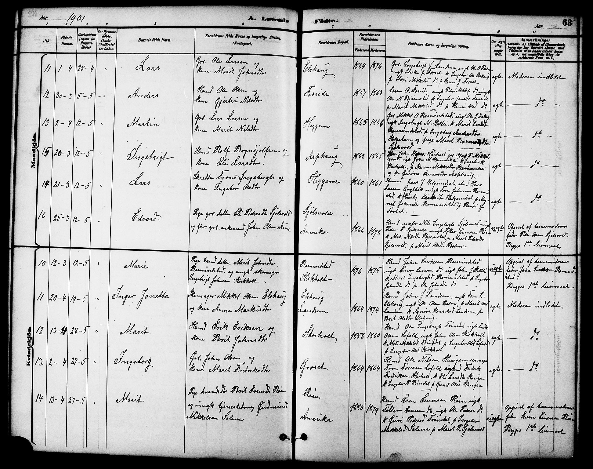 Ministerialprotokoller, klokkerbøker og fødselsregistre - Møre og Romsdal, SAT/A-1454/598/L1078: Parish register (copy) no. 598C03, 1892-1909, p. 63