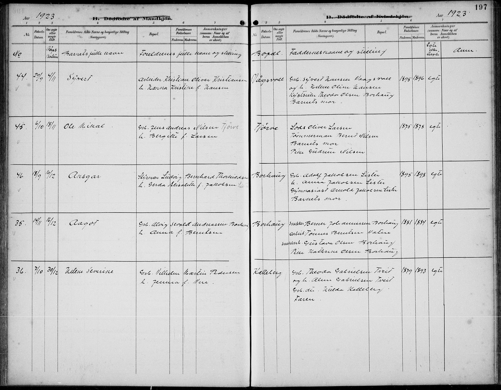Lista sokneprestkontor, SAK/1111-0027/F/Fb/L0005: Parish register (copy) no. B 5, 1892-1923, p. 197
