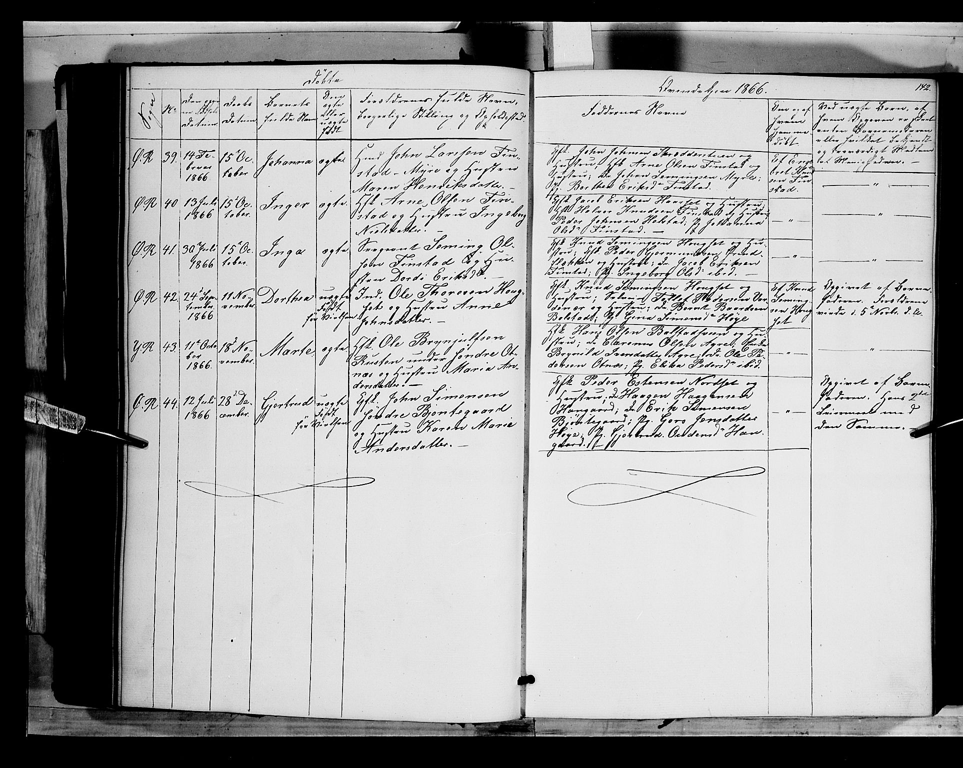 Rendalen prestekontor, SAH/PREST-054/H/Ha/Haa/L0005: Parish register (official) no. 5, 1853-1866, p. 142