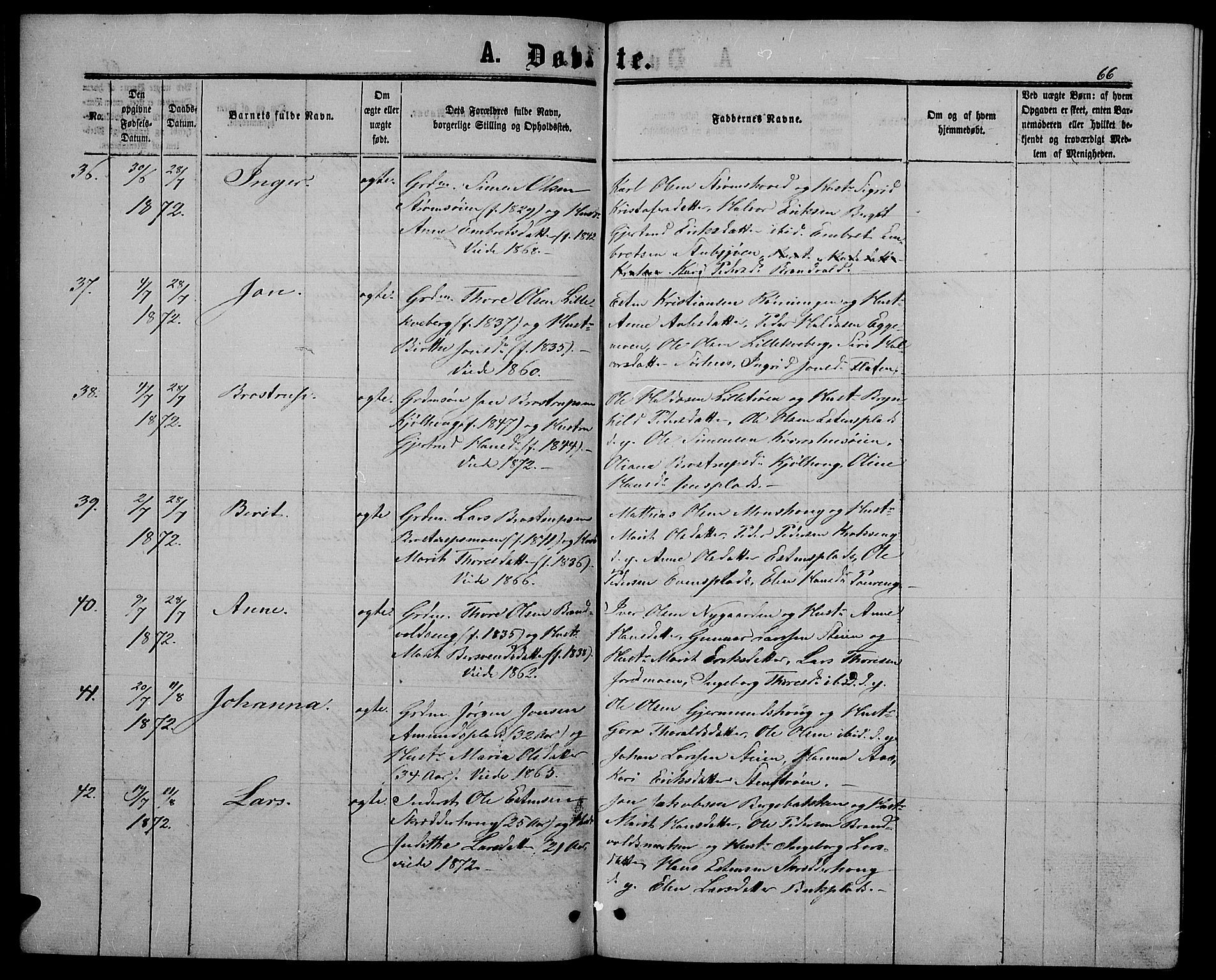 Alvdal prestekontor, SAH/PREST-060/H/Ha/Hab/L0002: Parish register (copy) no. 2, 1863-1878, p. 66