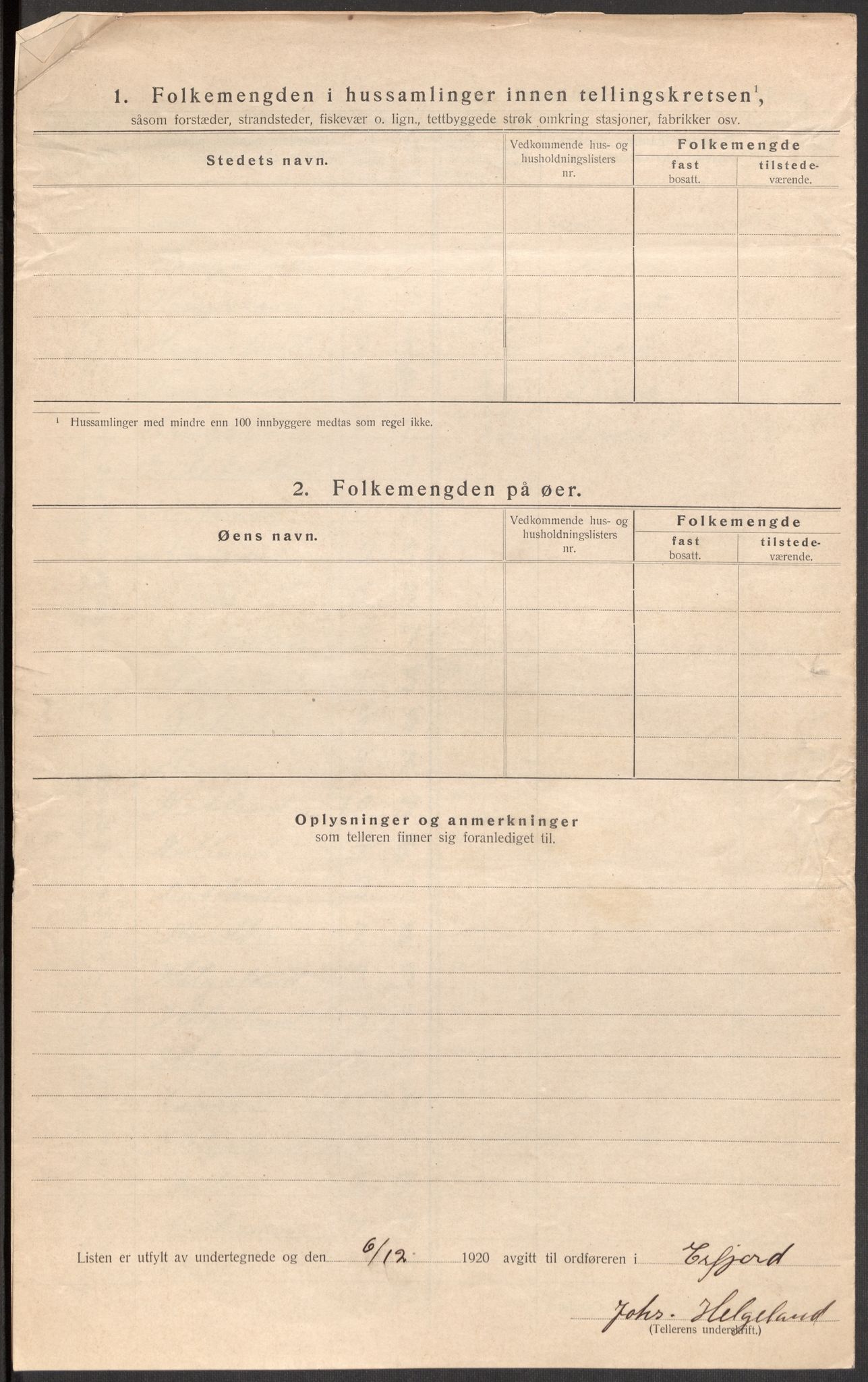 SAST, 1920 census for Erfjord, 1920, p. 15