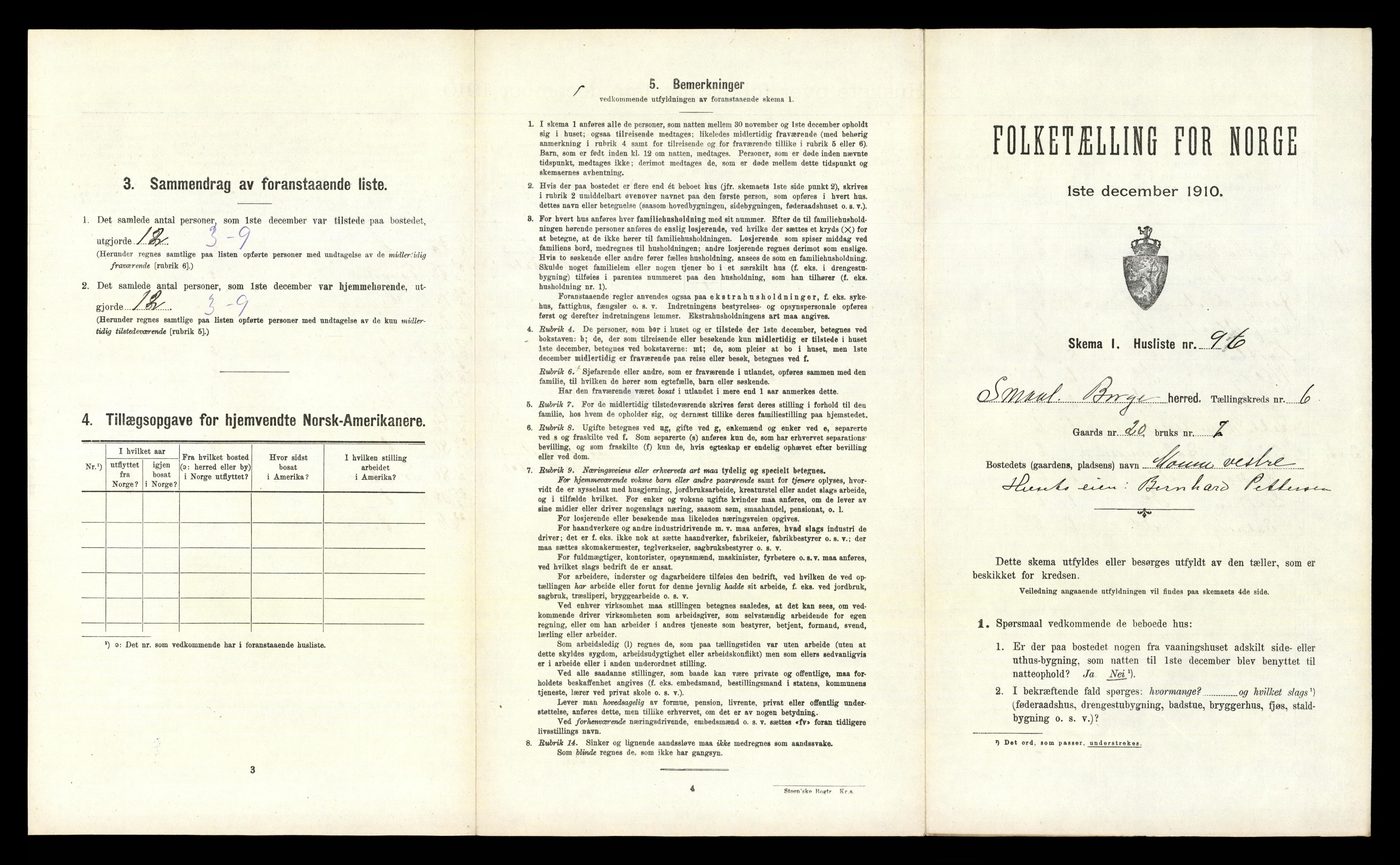 RA, 1910 census for Borge, 1910, p. 926