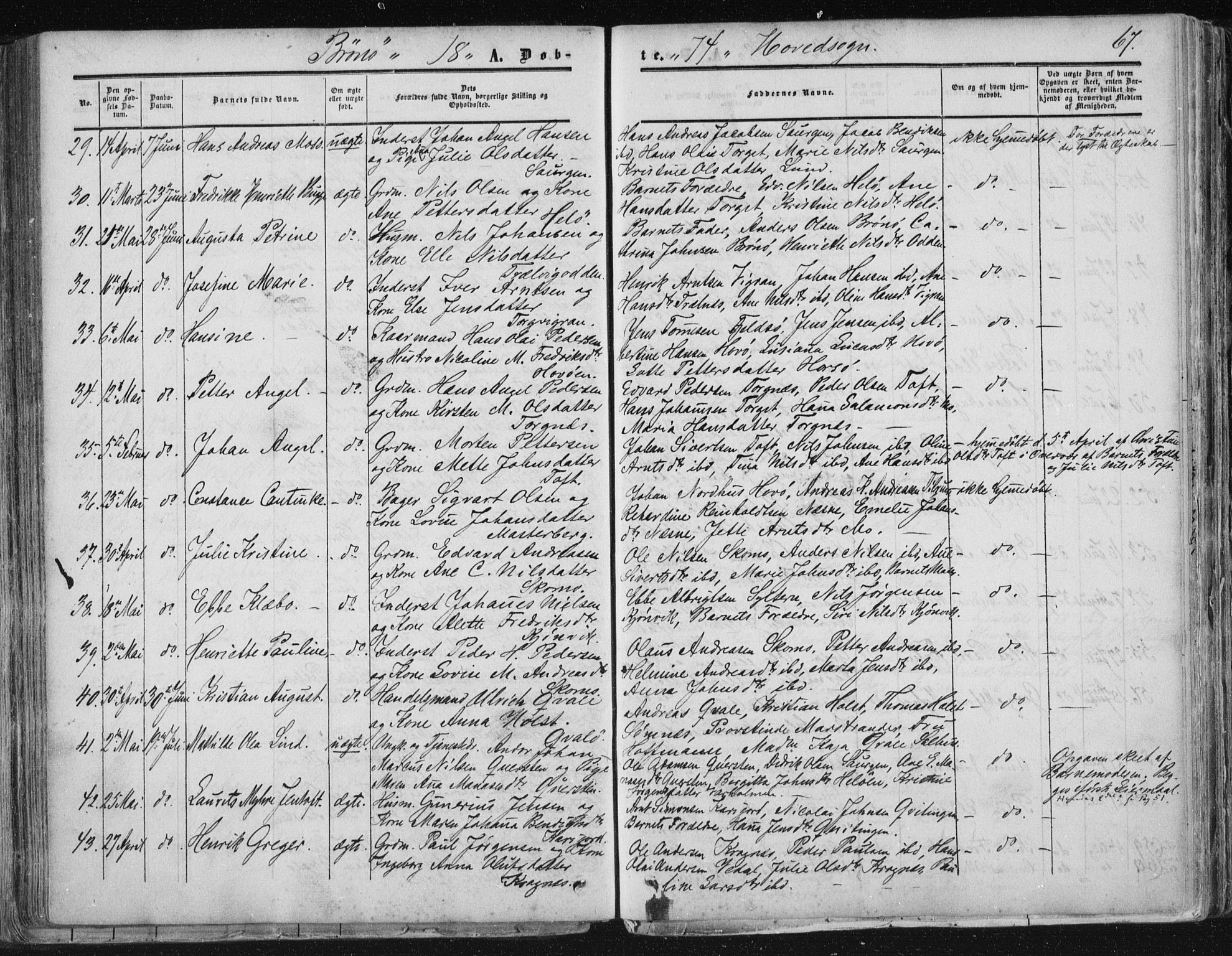 Ministerialprotokoller, klokkerbøker og fødselsregistre - Nordland, SAT/A-1459/813/L0198: Parish register (official) no. 813A08, 1834-1874, p. 67