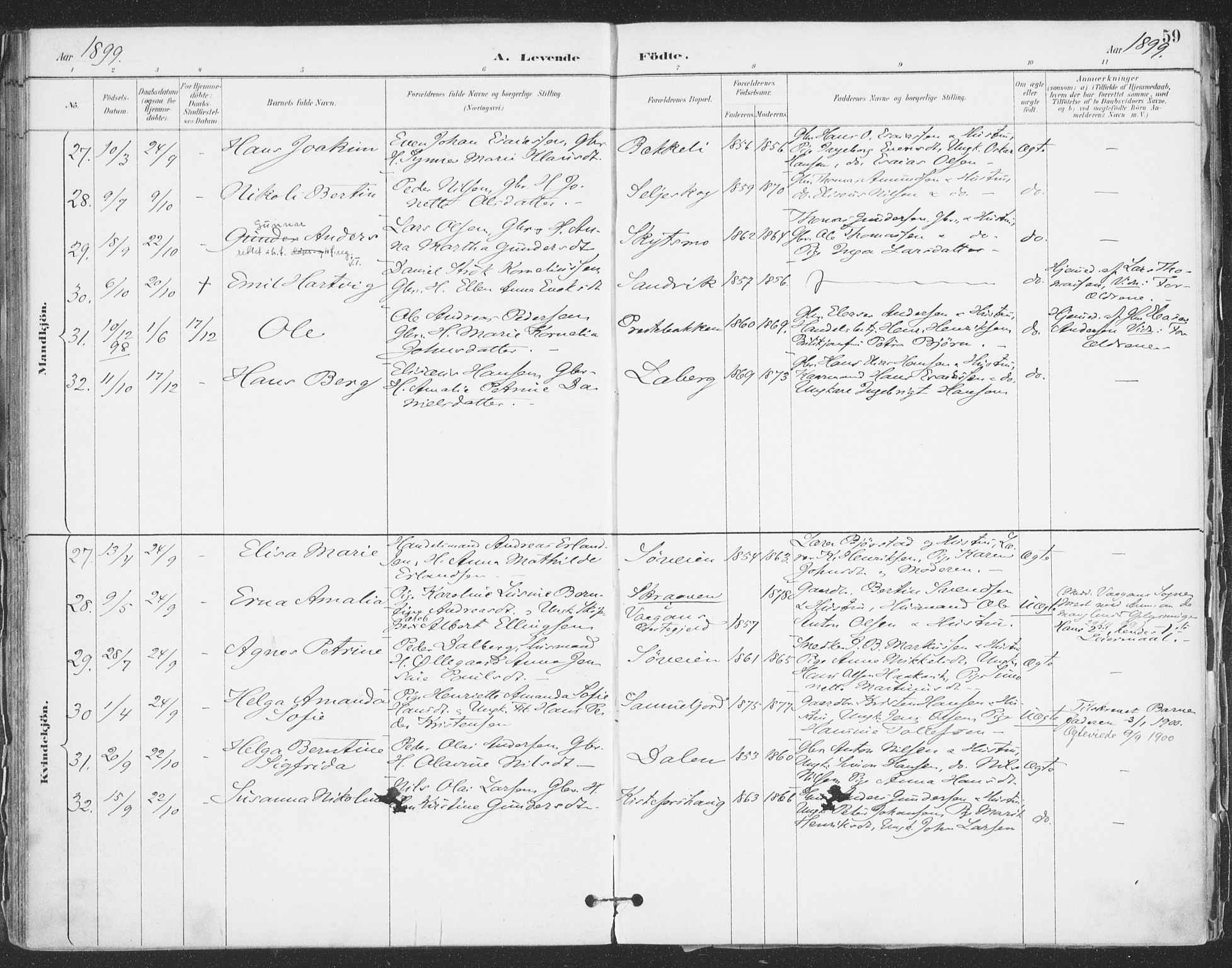 Ibestad sokneprestembete, SATØ/S-0077/H/Ha/Haa/L0015kirke: Parish register (official) no. 15, 1888-1899, p. 59