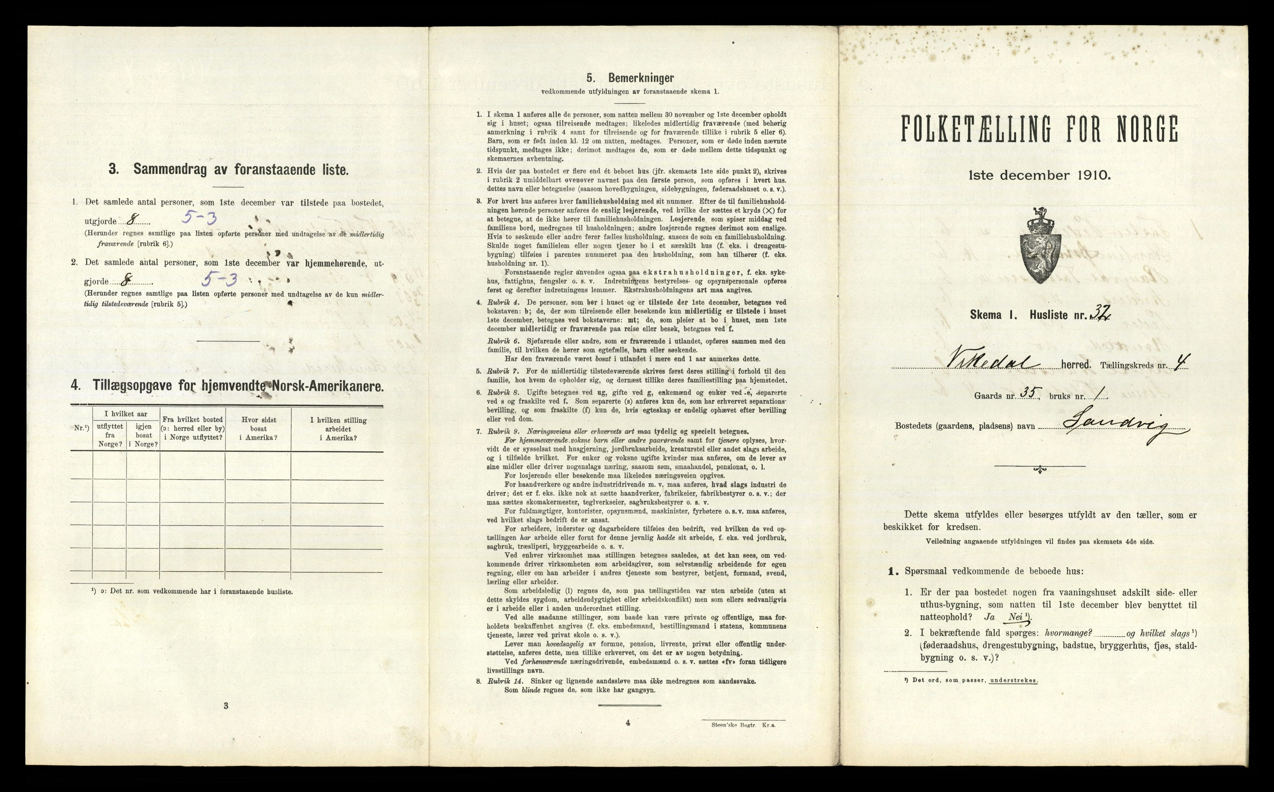 RA, 1910 census for Vikedal, 1910, p. 391