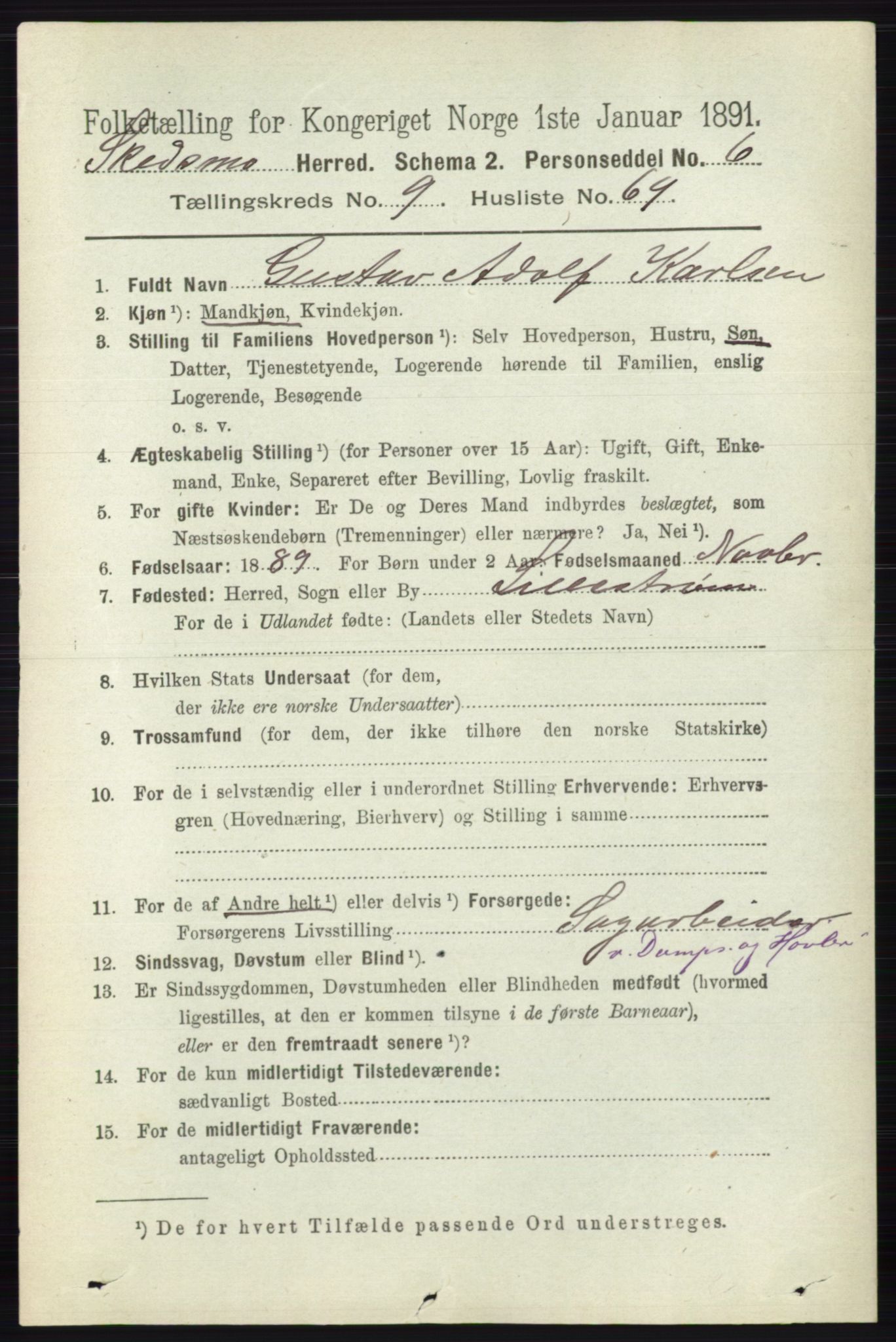 RA, 1891 census for 0231 Skedsmo, 1891, p. 5731