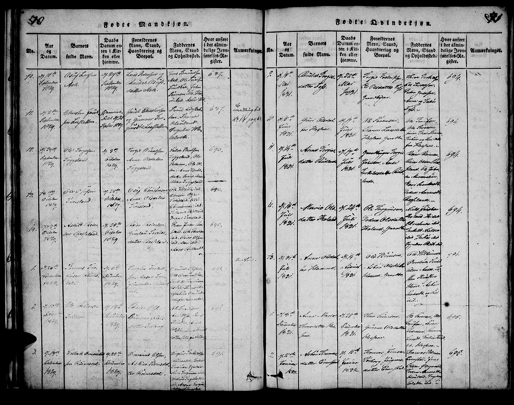 Bjelland sokneprestkontor, AV/SAK-1111-0005/F/Fa/Faa/L0002: Parish register (official) no. A 2, 1816-1866, p. 70-71
