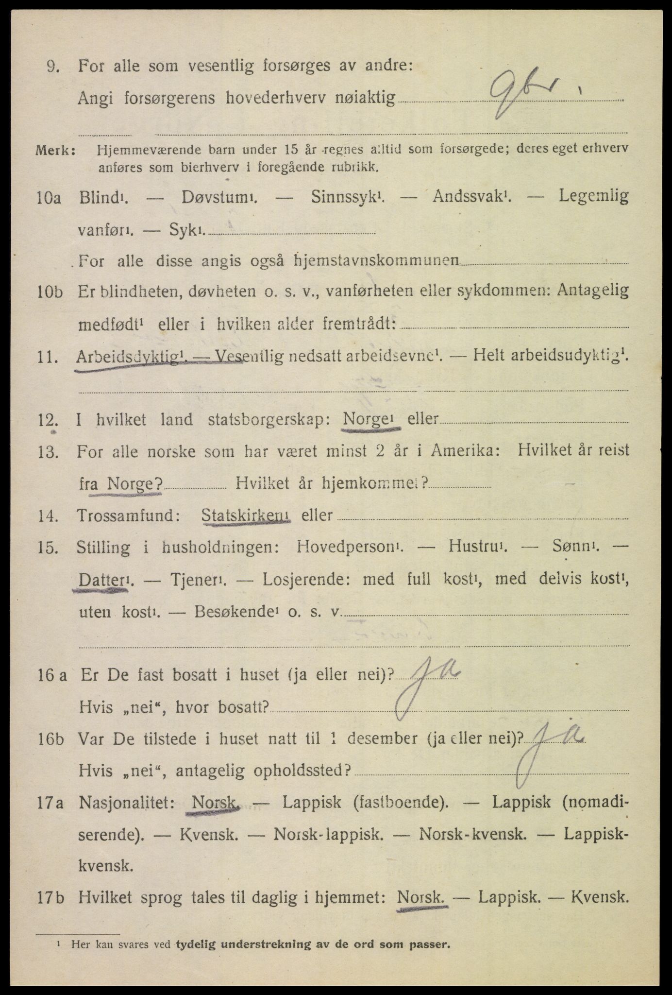 SAT, 1920 census for Evenes, 1920, p. 6535