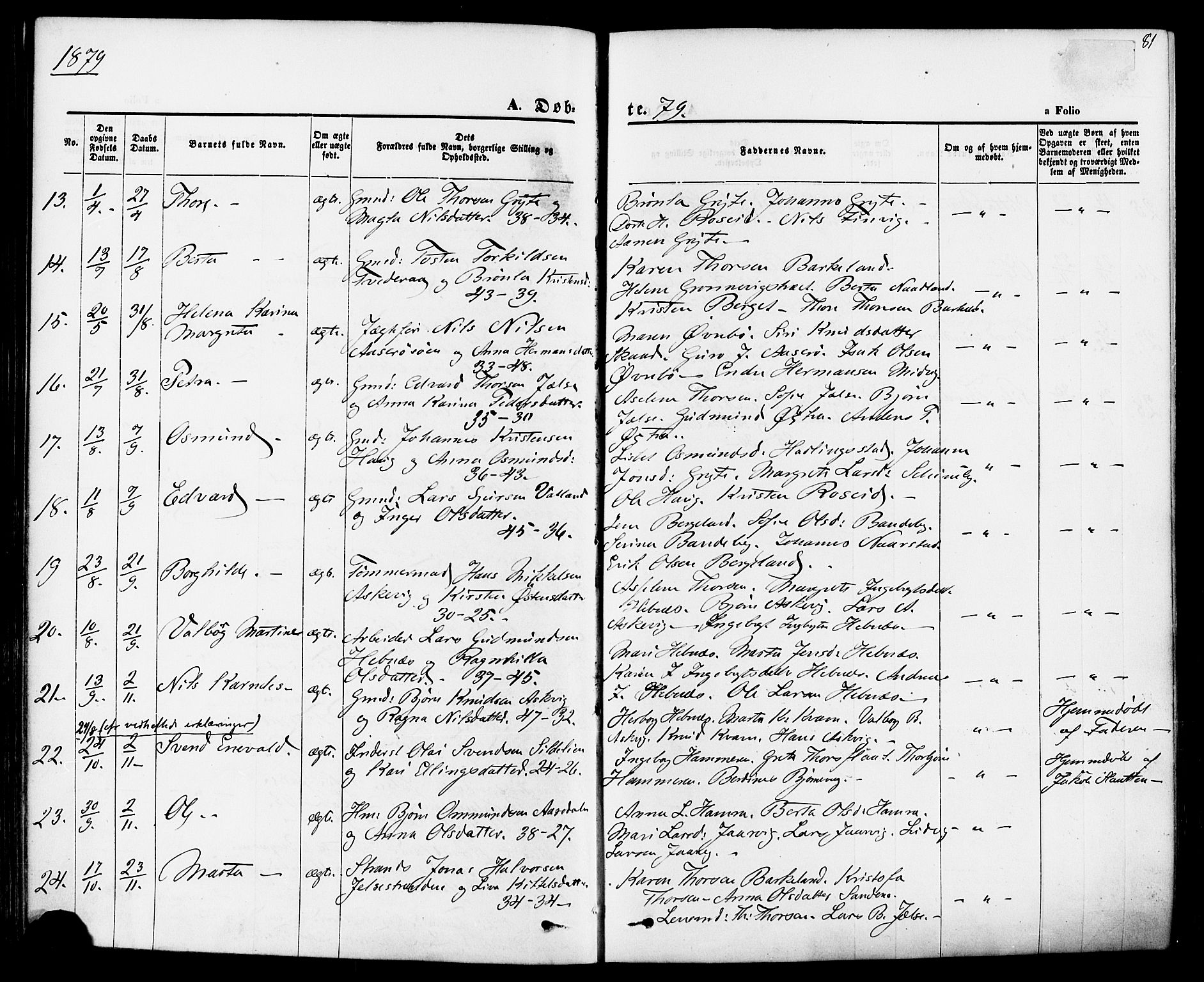 Jelsa sokneprestkontor, AV/SAST-A-101842/01/IV: Parish register (official) no. A 8, 1867-1883, p. 81