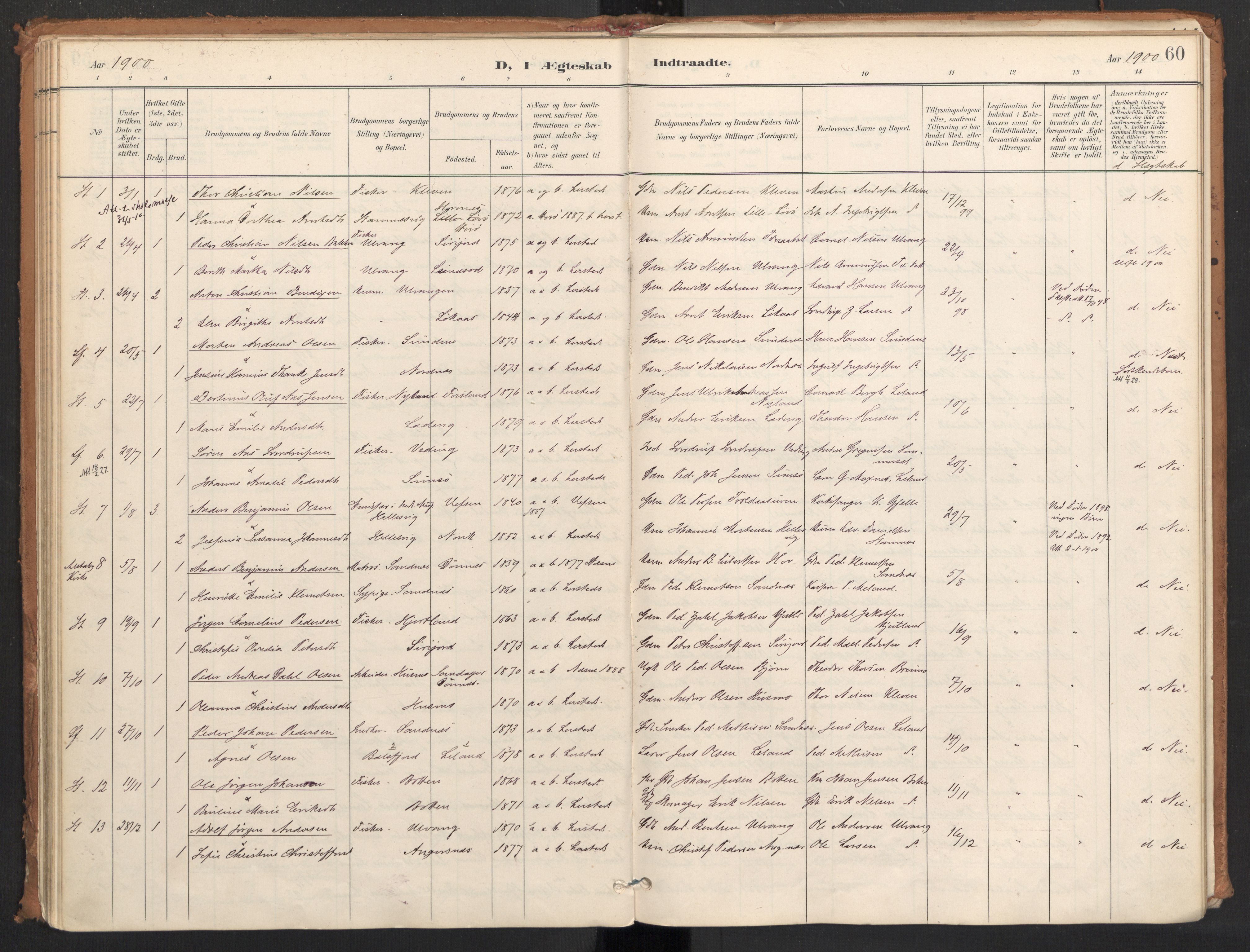 Ministerialprotokoller, klokkerbøker og fødselsregistre - Nordland, AV/SAT-A-1459/831/L0472: Parish register (official) no. 831A03, 1897-1912, p. 60