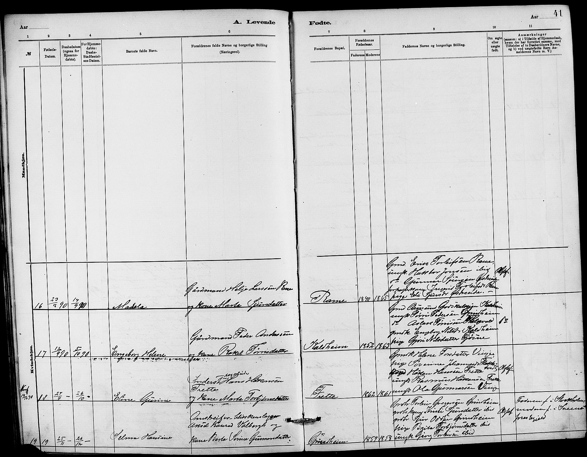 Etne sokneprestembete, AV/SAB-A-75001/H/Hab: Parish register (copy) no. C 4, 1879-1896, p. 41