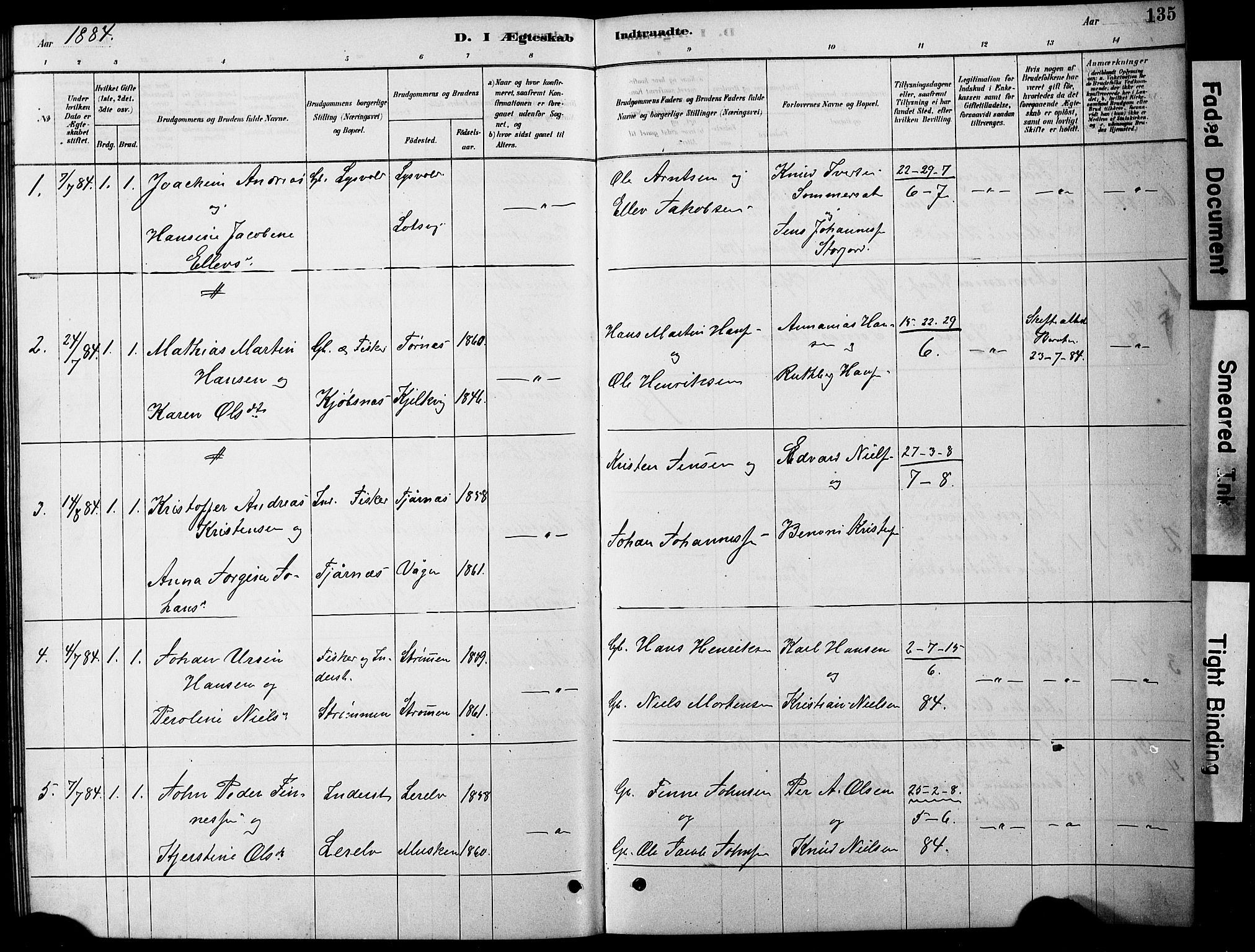 Ministerialprotokoller, klokkerbøker og fødselsregistre - Nordland, AV/SAT-A-1459/861/L0875: Parish register (copy) no. 861C01, 1879-1887, p. 135