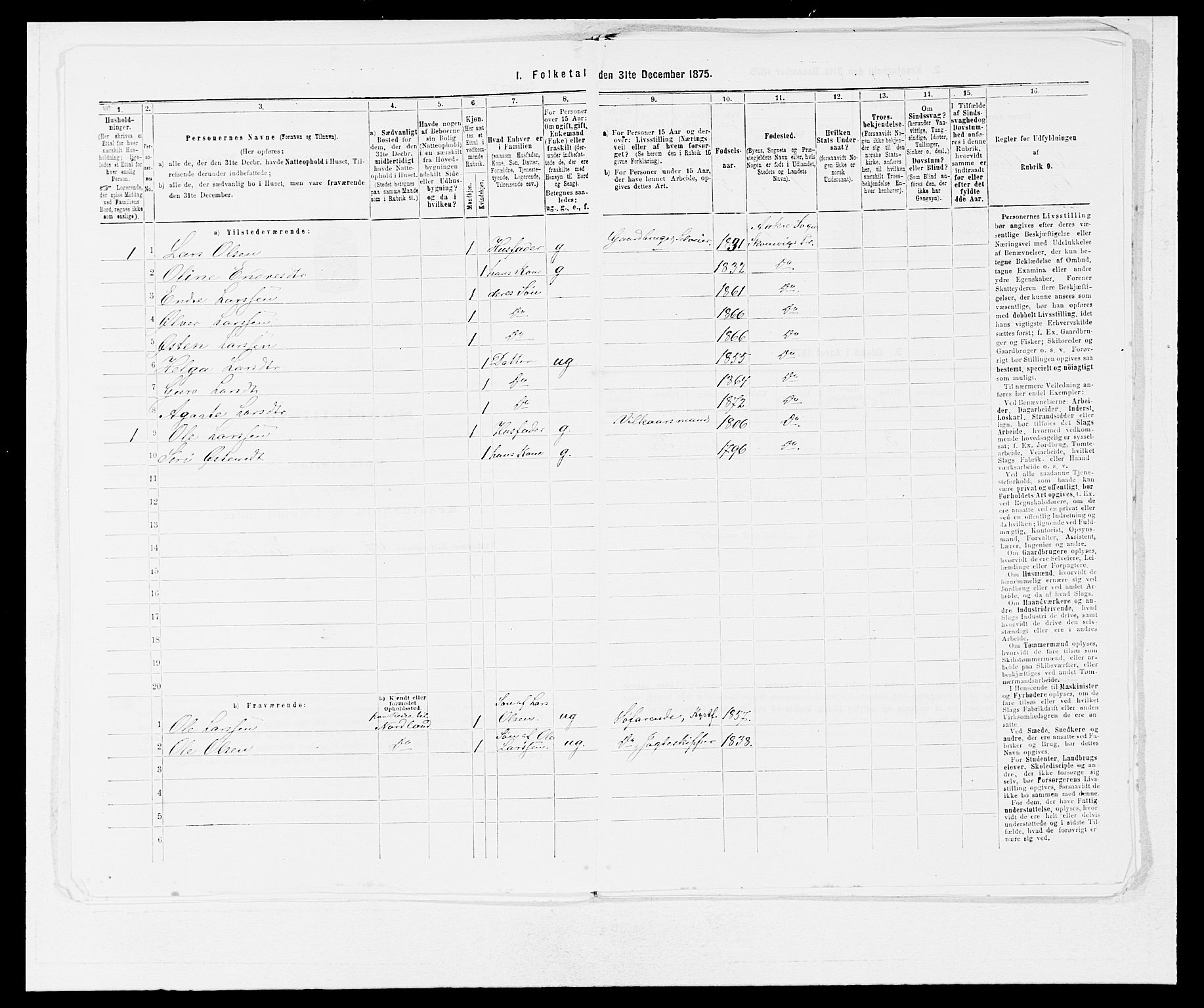 SAB, 1875 census for 1212P Skånevik, 1875, p. 457