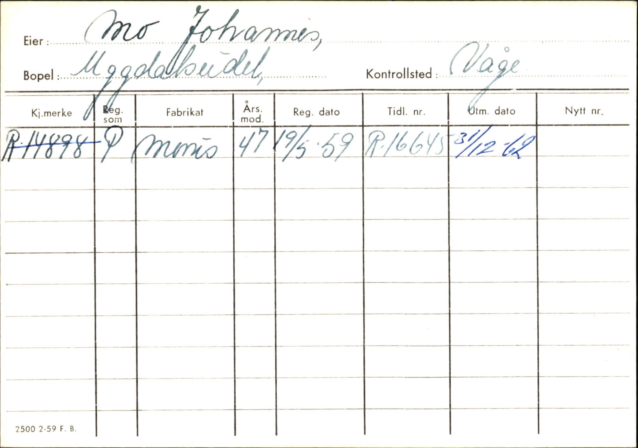 Statens vegvesen, Hordaland vegkontor, AV/SAB-A-5201/2/Ha/L0037: R-eierkort M, 1920-1971, p. 19