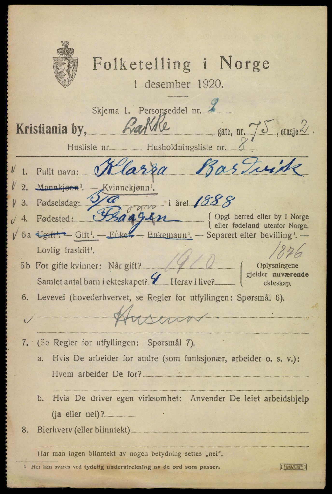 SAO, 1920 census for Kristiania, 1920, p. 357675