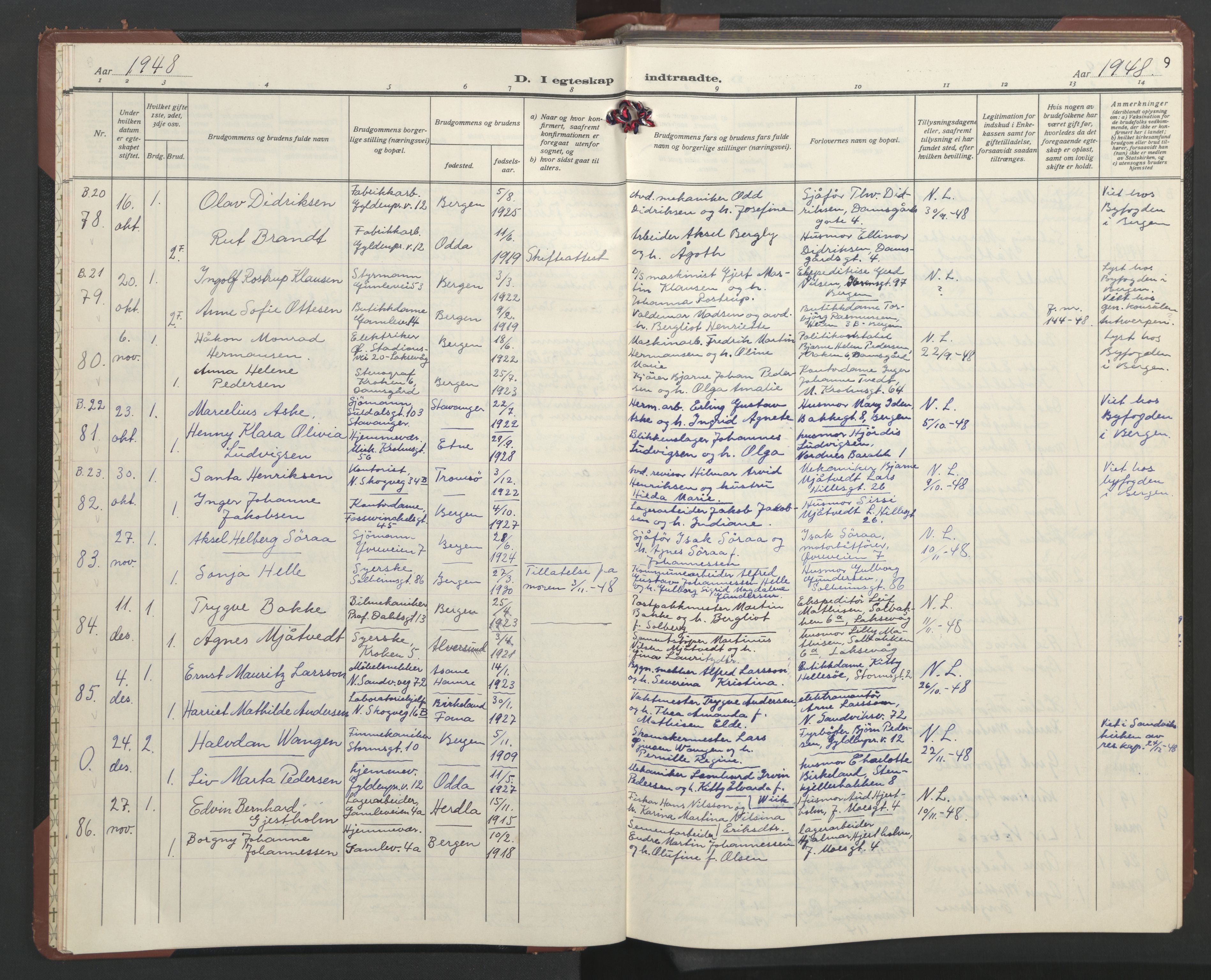 St. Markus sokneprestembete, AV/SAB-A-99935: Parish register (copy) no. C 2, 1947-1961, p. 8b-9a