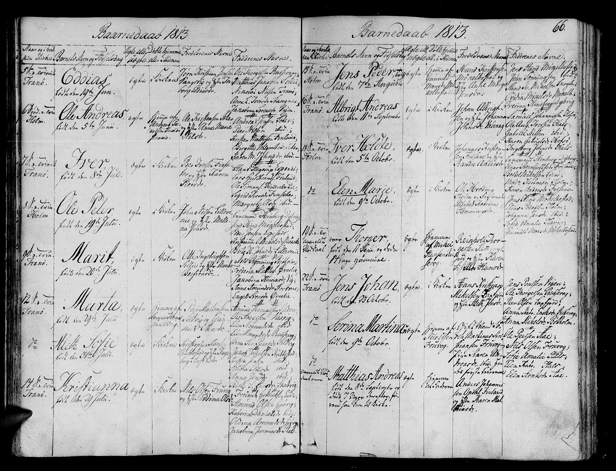 Tranøy sokneprestkontor, SATØ/S-1313/I/Ia/Iaa/L0003kirke: Parish register (official) no. 3, 1807-1820, p. 66