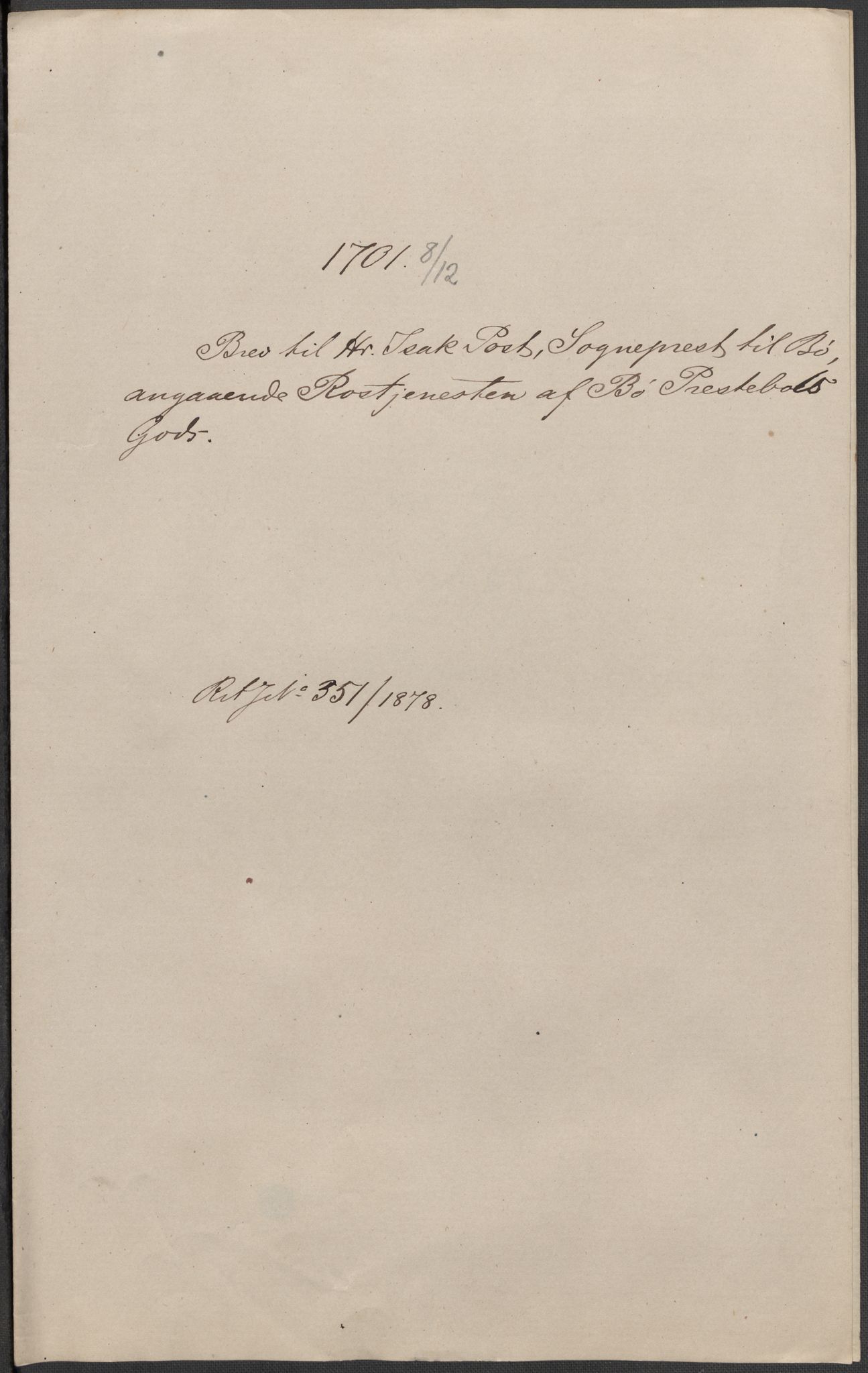 Riksarkivets diplomsamling, AV/RA-EA-5965/F15/L0027: Prestearkiv - Telemark, 1587-1738, p. 162