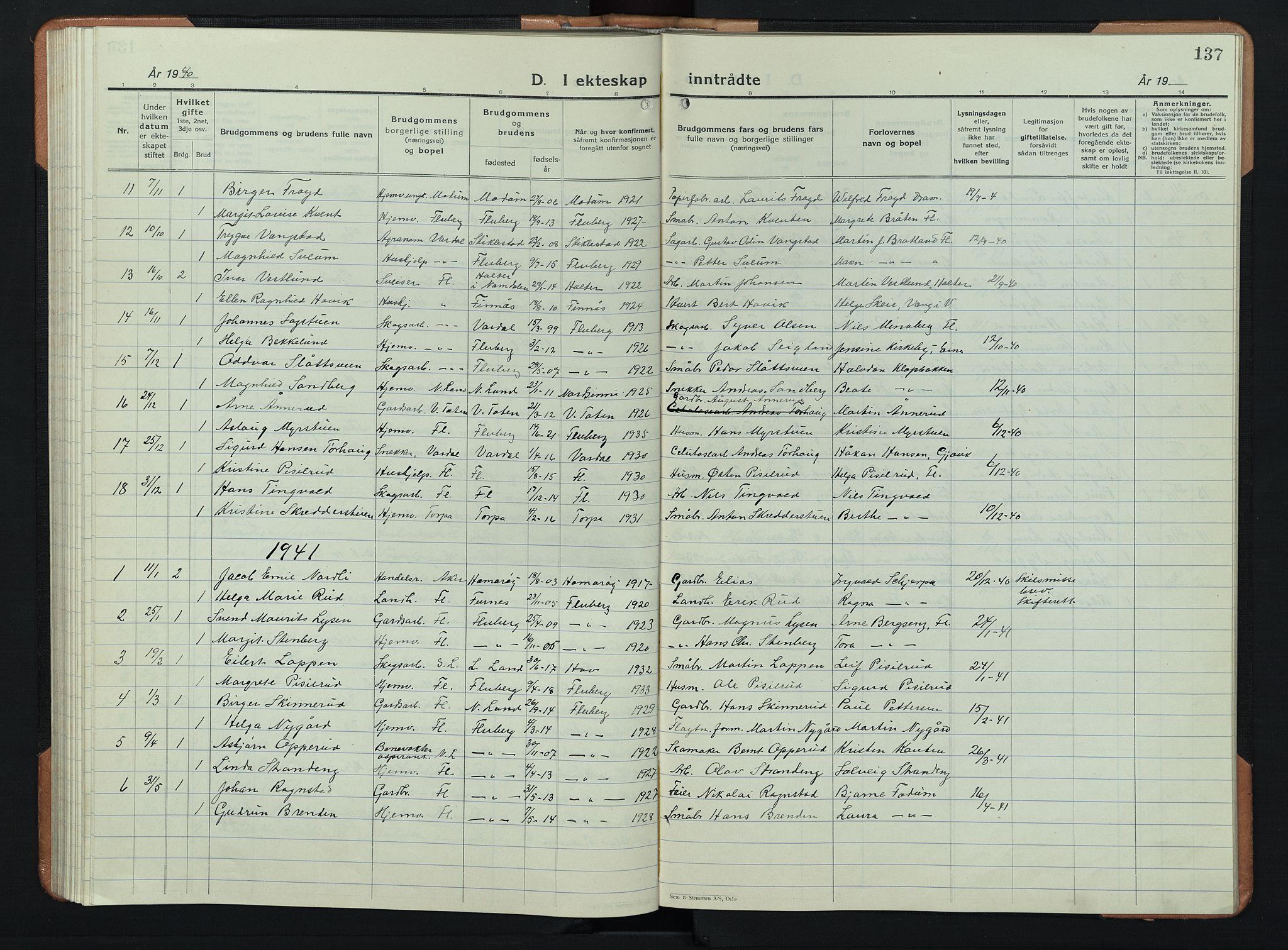 Søndre Land prestekontor, SAH/PREST-122/L/L0008: Parish register (copy) no. 8, 1926-1950, p. 137