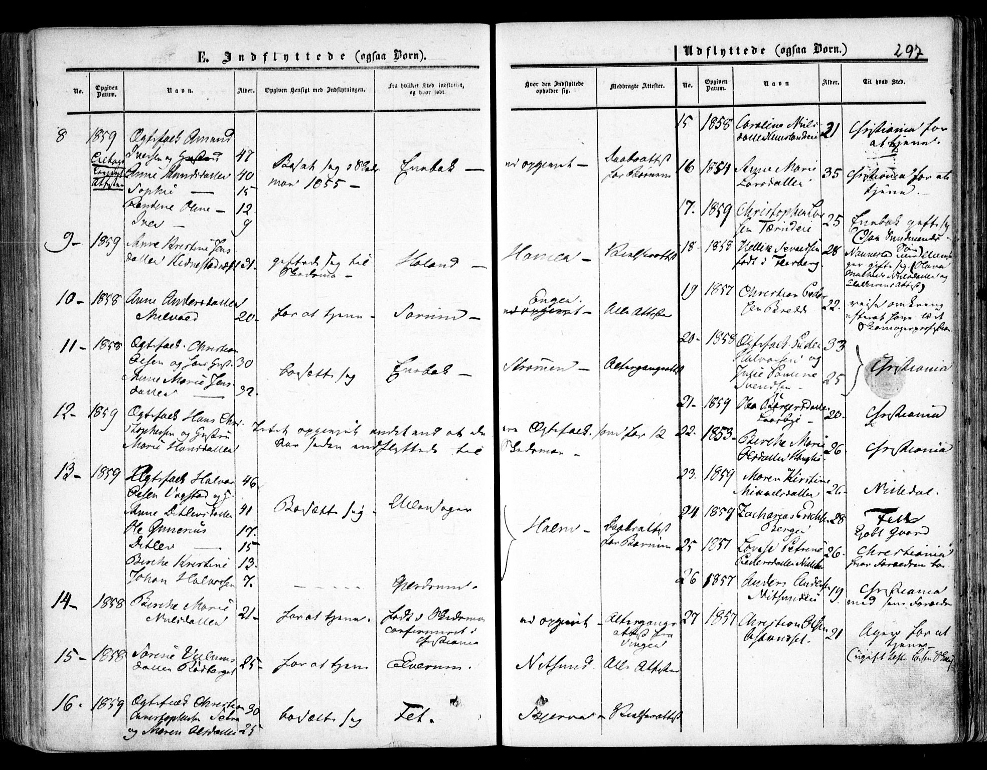 Skedsmo prestekontor Kirkebøker, SAO/A-10033a/F/Fa/L0010: Parish register (official) no. I 10, 1854-1865, p. 297