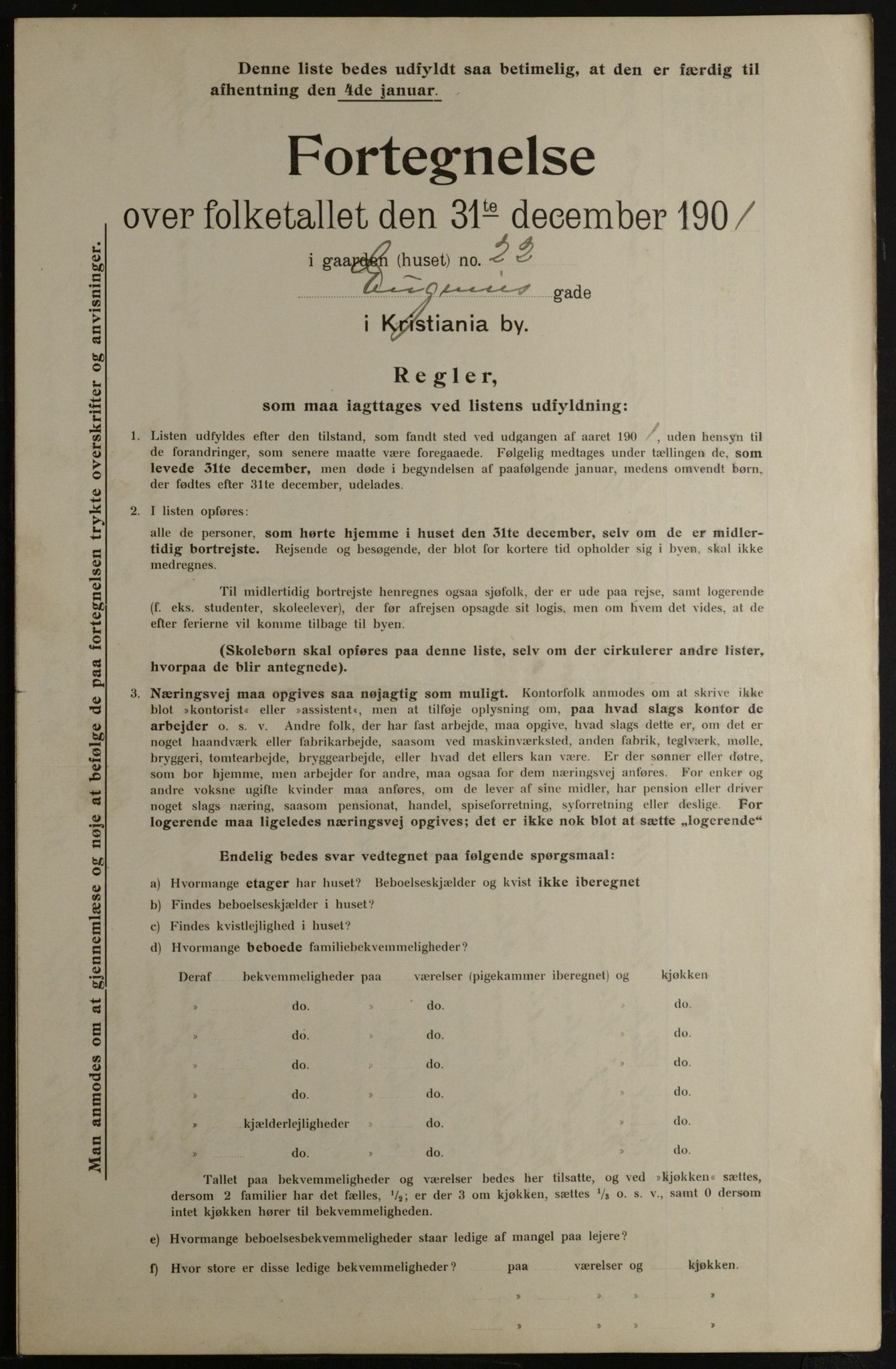 OBA, Municipal Census 1901 for Kristiania, 1901, p. 3693