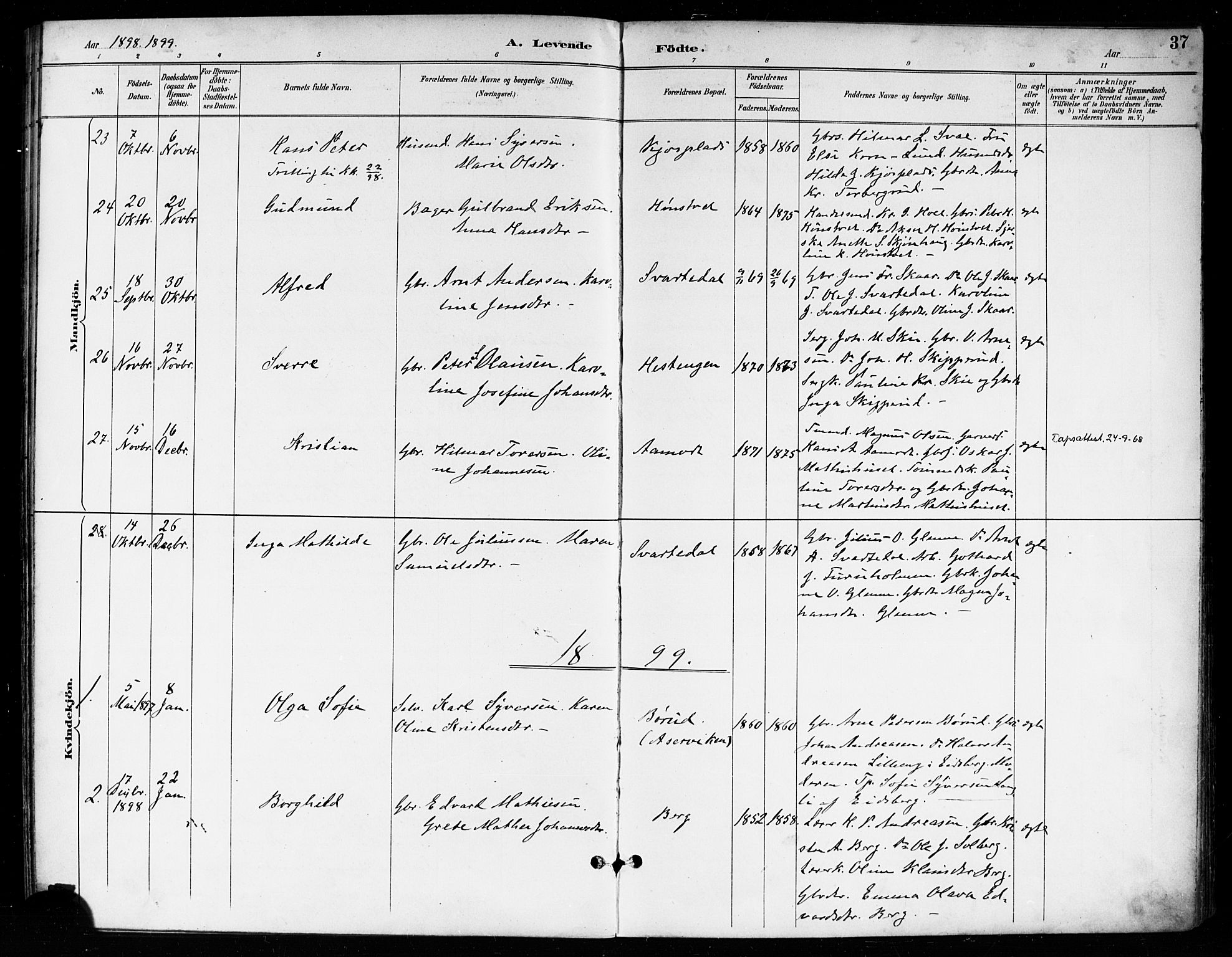Skiptvet prestekontor Kirkebøker, SAO/A-20009/F/Fa/L0010: Parish register (official) no. 10, 1890-1900, p. 37